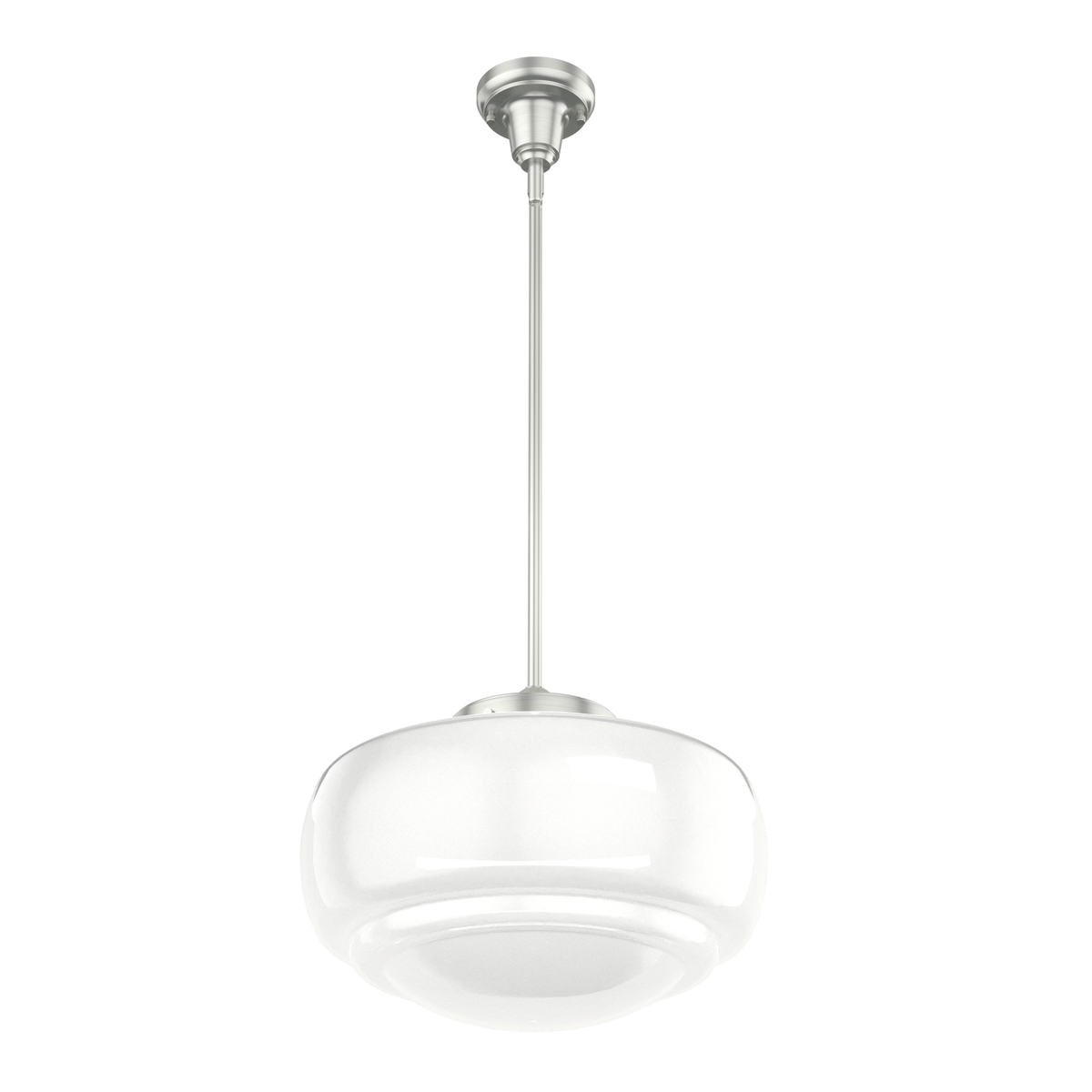 Saddle Creek 16-inch 1-light Brushed Nickel Schoolhouse Pendant with Cased White Glass