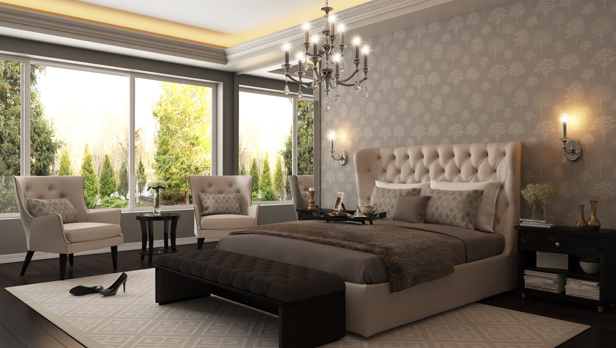 34'' Floridia 9 Light Chrome Tiered Chandelier