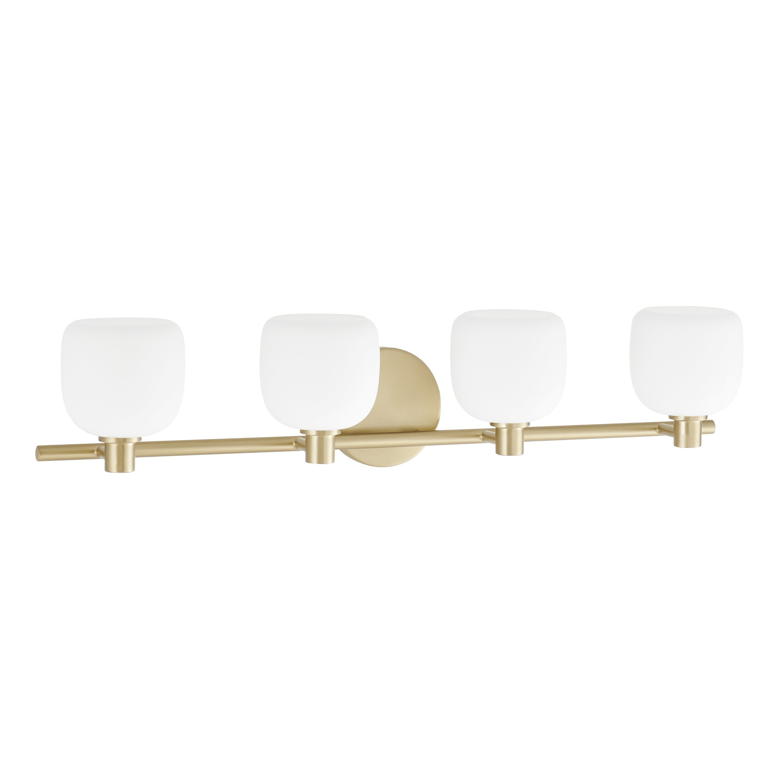 Valentina 30-inch 4-light Champagne Gold Vanity Light with Etched Opal Glass Shades