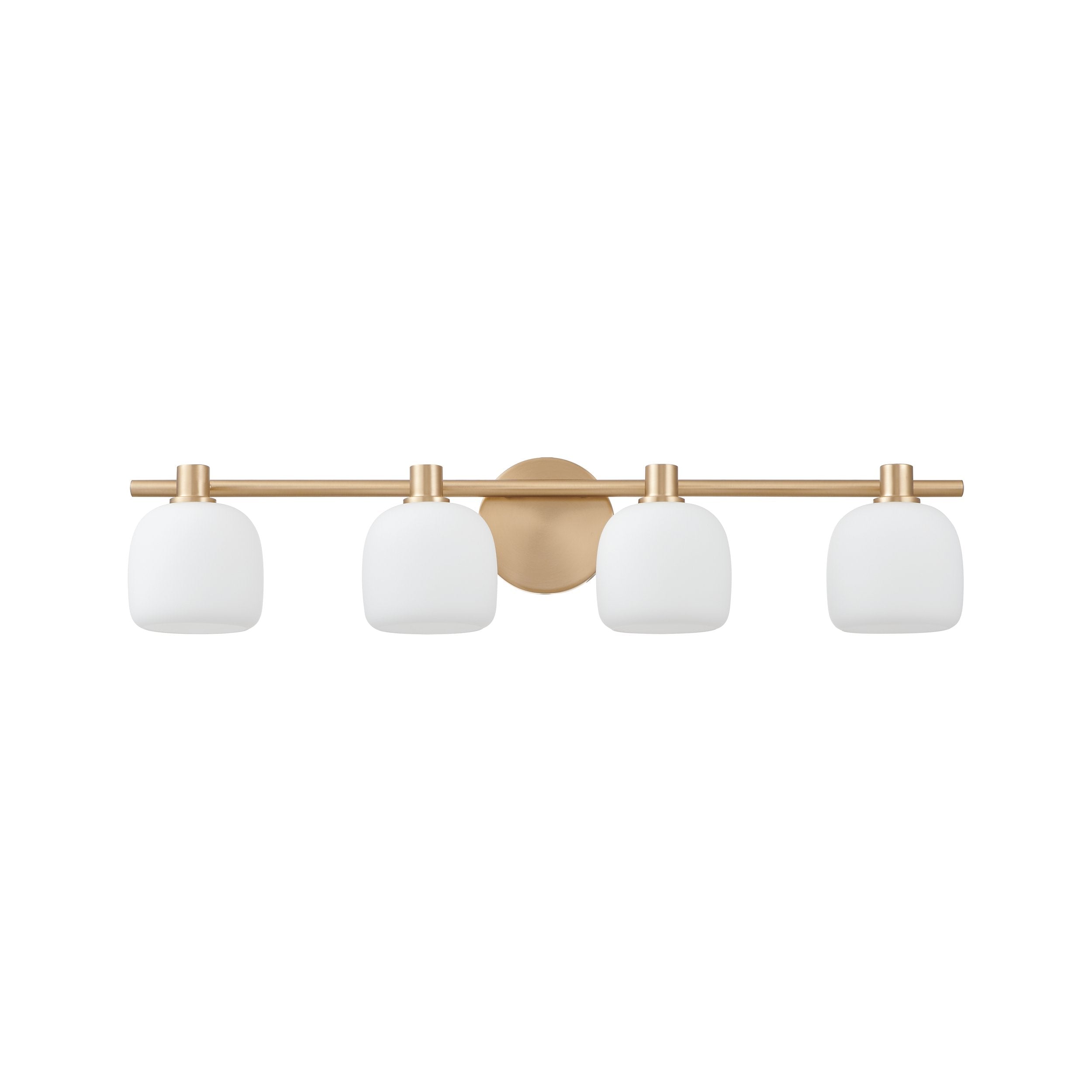 Valentina 30-inch 4-light Champagne Gold Vanity Light with Etched Opal Glass Shades