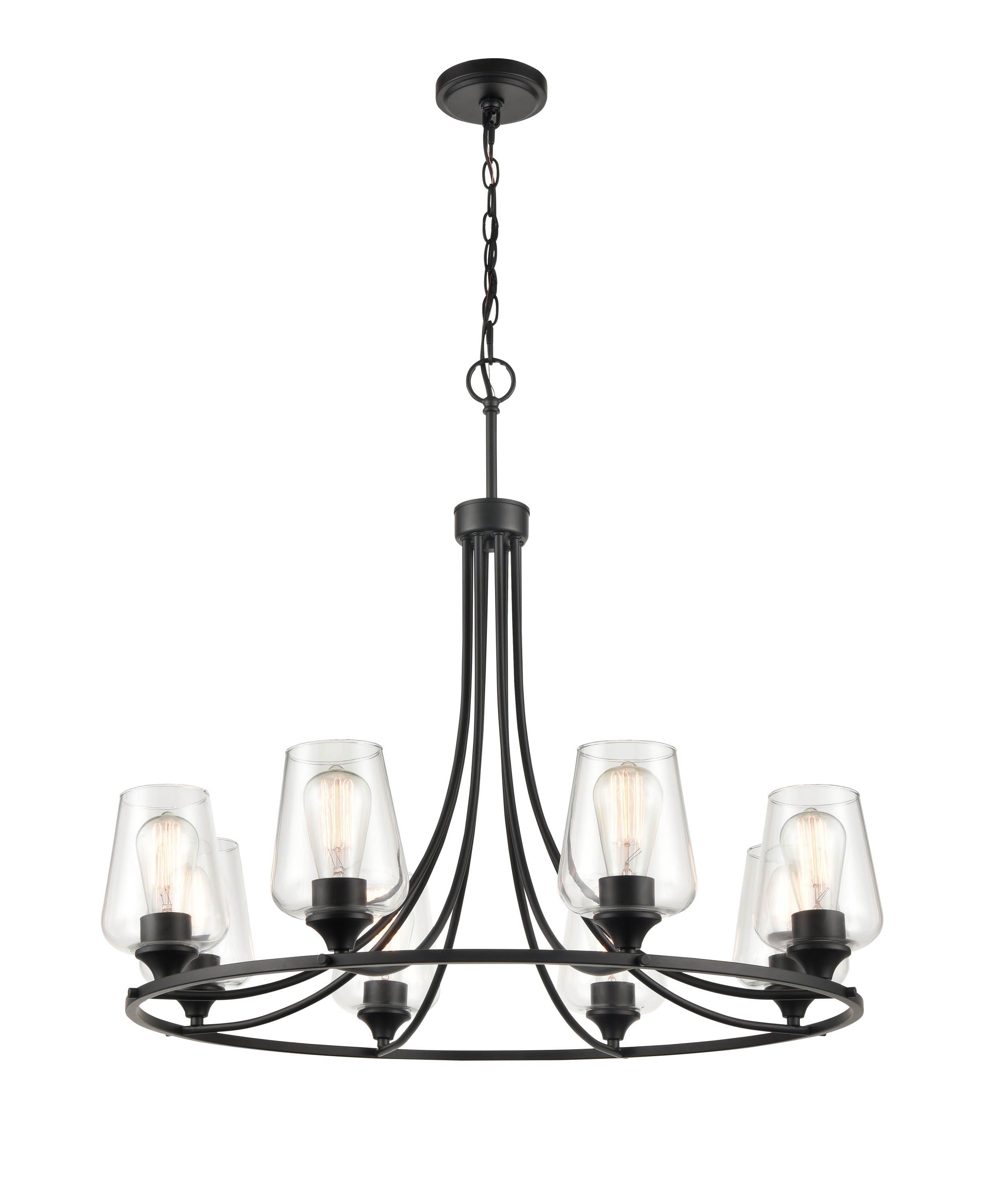 28'' Ashford Matte Black 8 Light Chandelier