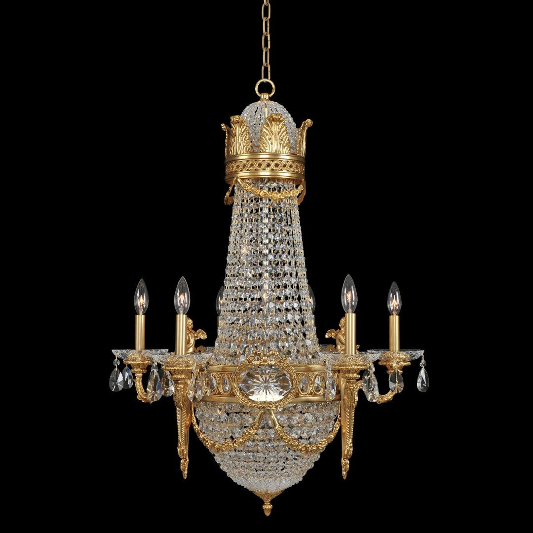 37'' Marseille 12 Light Antique Brass Chandelier