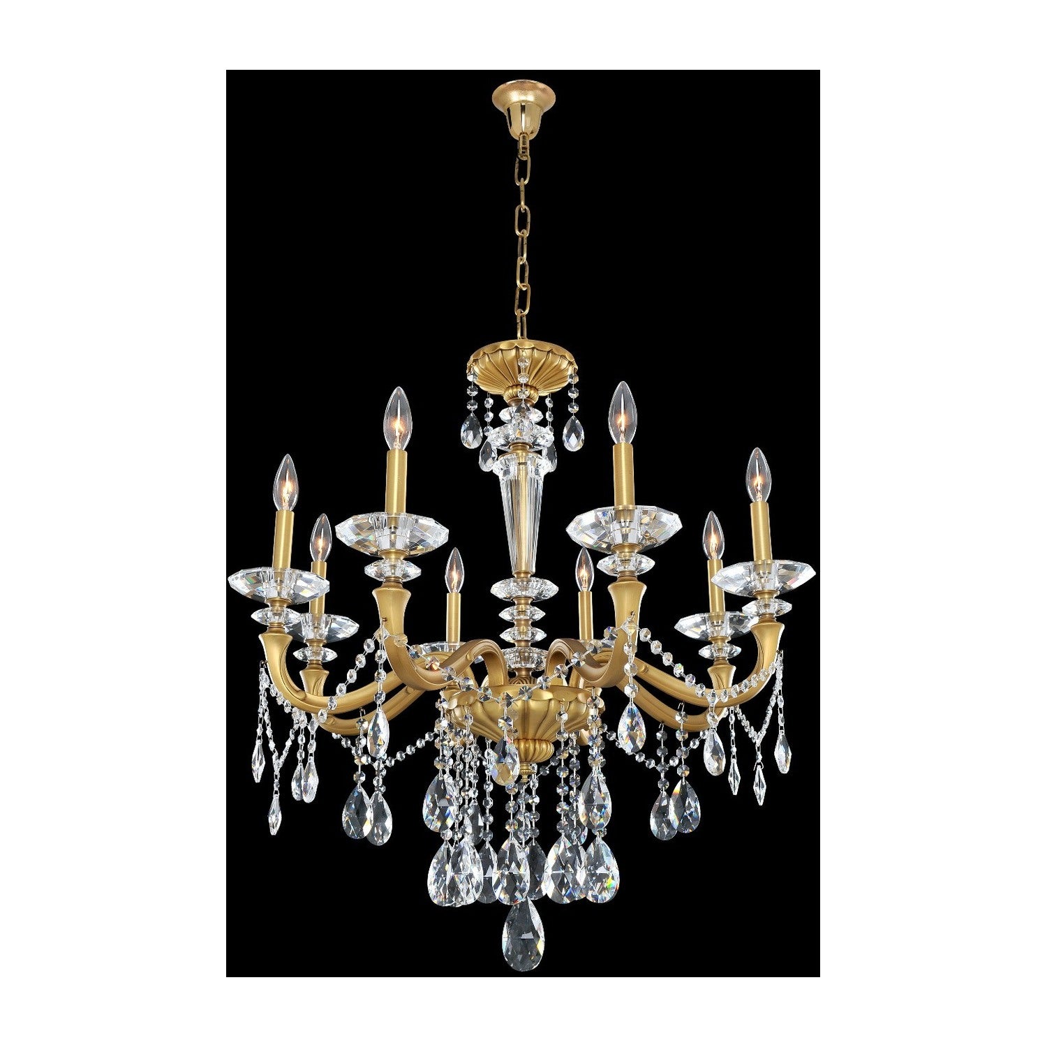 35'' Jolivet 8 Light Historic Brass Chandelier