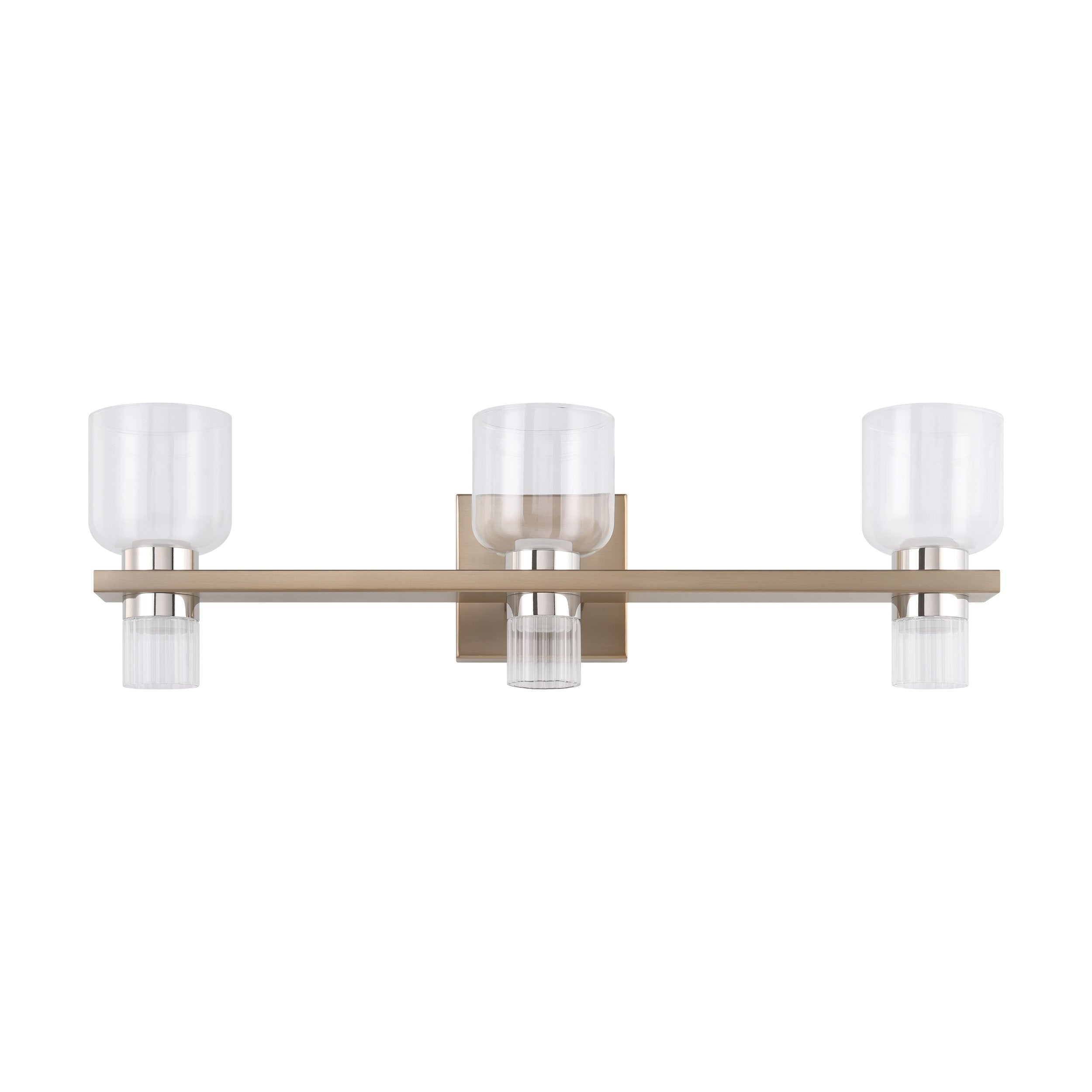 Amelia 24-inch 6-light Champagne Gold and Polished Nickel 5CCT LED Vanity Light with Clear and Clear Ribbed Glass