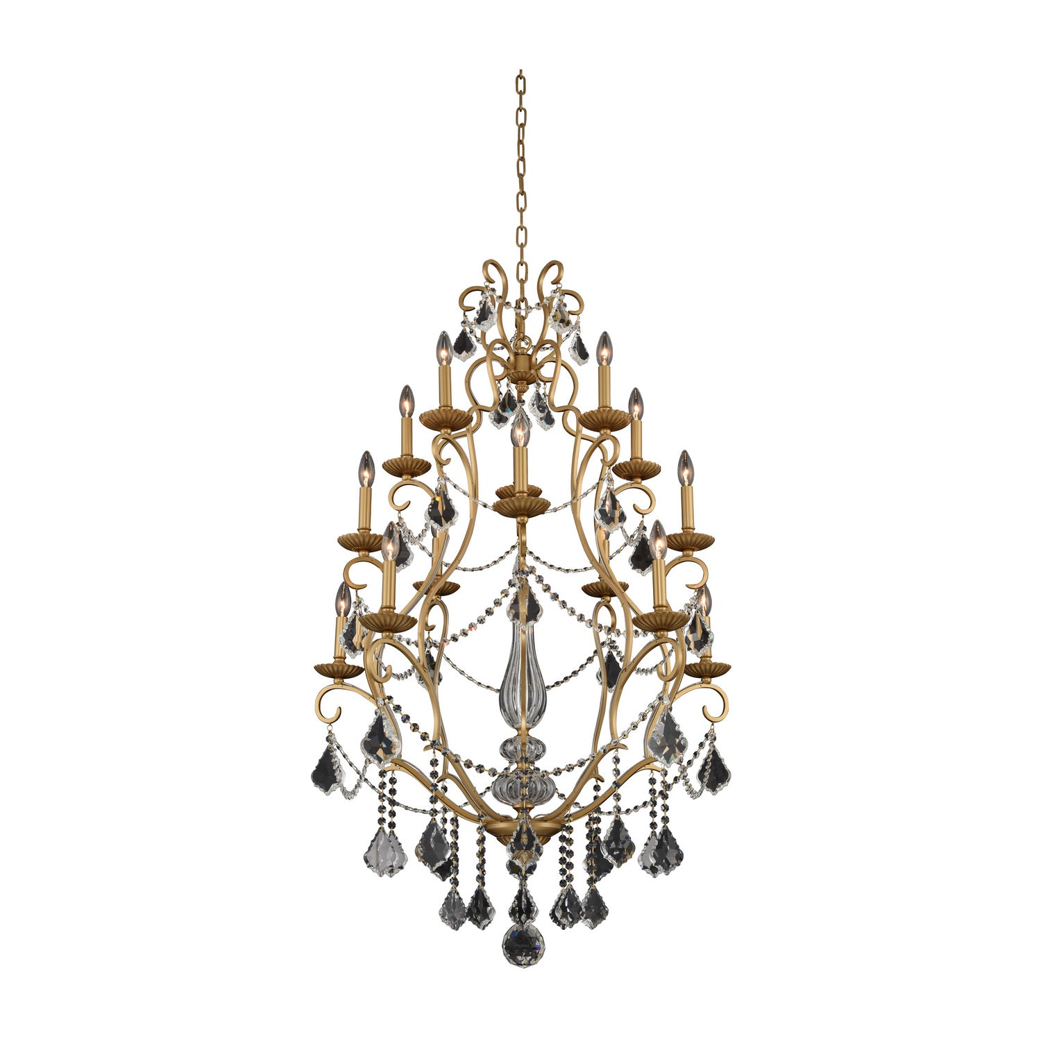 45'' Elise 15 Light Gold Patina Tiered Chandelier