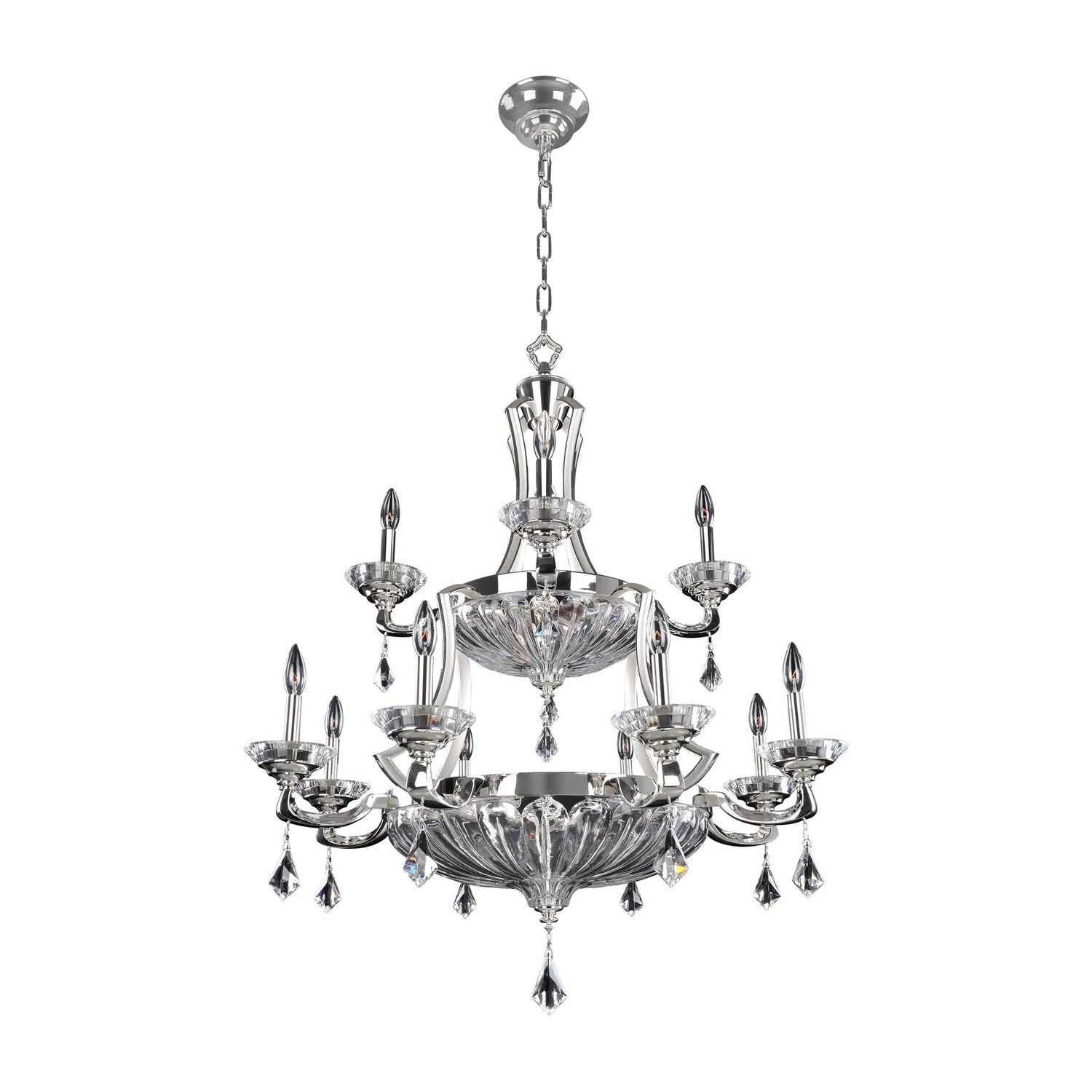 50'' Orecchini 20 Light 2 Tone Silver Chandelier