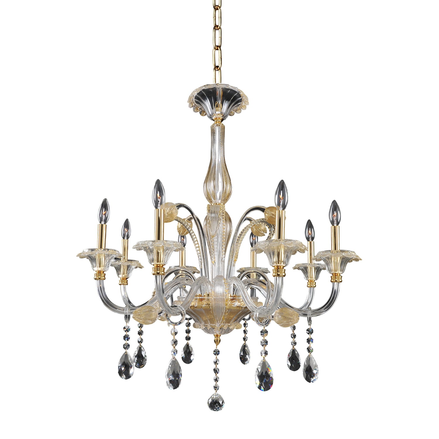 36'' La Rosa 8 Light 24k Gold Chandelier
