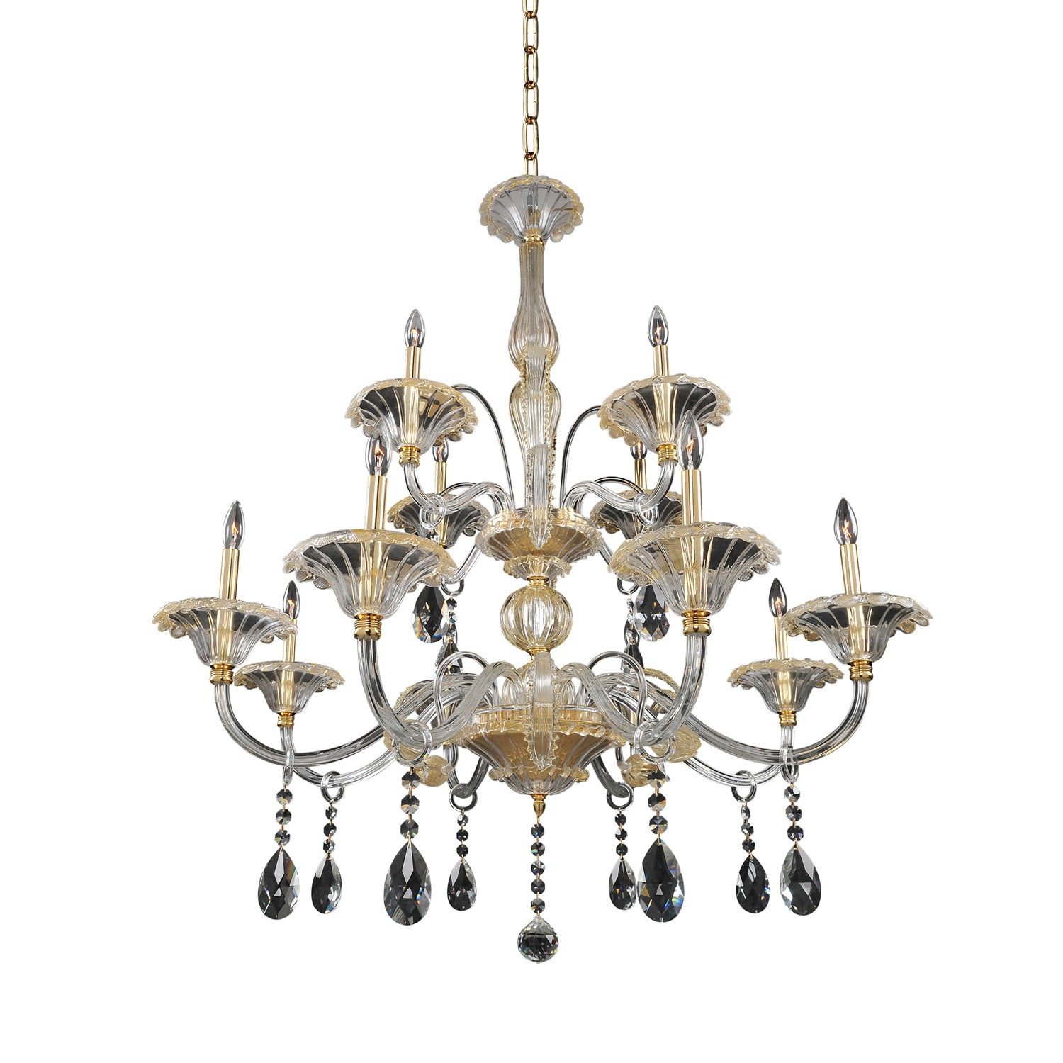50'' La Rosa 12 Light 24k Gold Chandelier