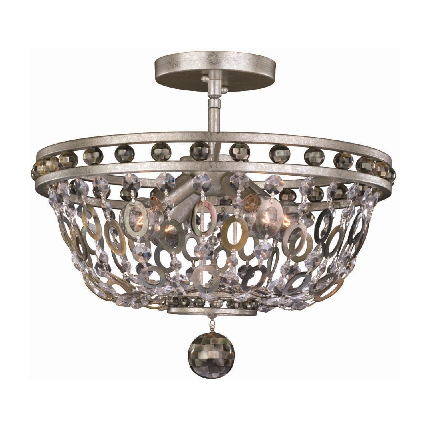 14'' Lucia 4 Light Vintage Silver Leaf Semi-Flush Mount