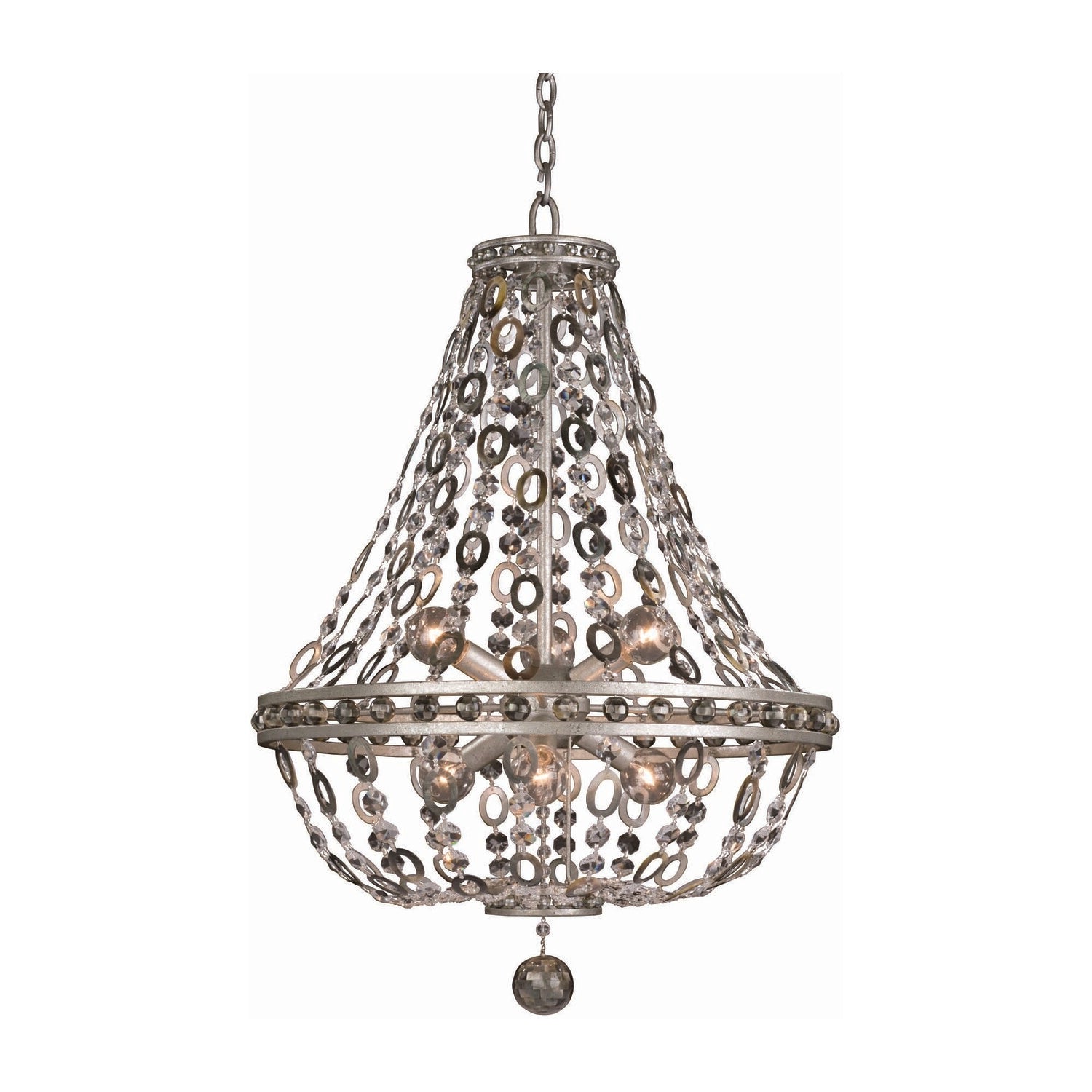32'' Lucia 6 Light Vintage Silver Leaf Chandelier