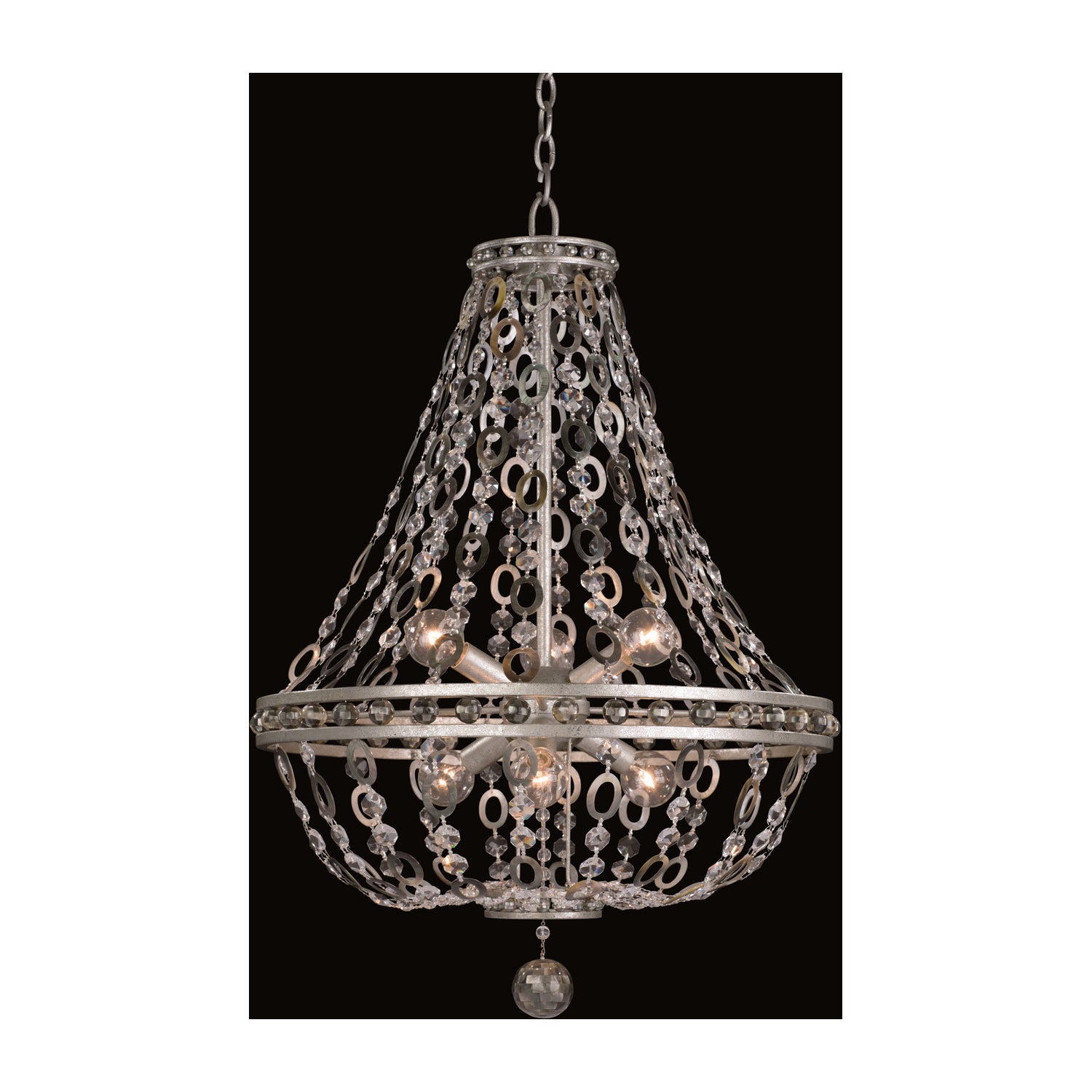 32'' Lucia 6 Light Vintage Silver Leaf Chandelier