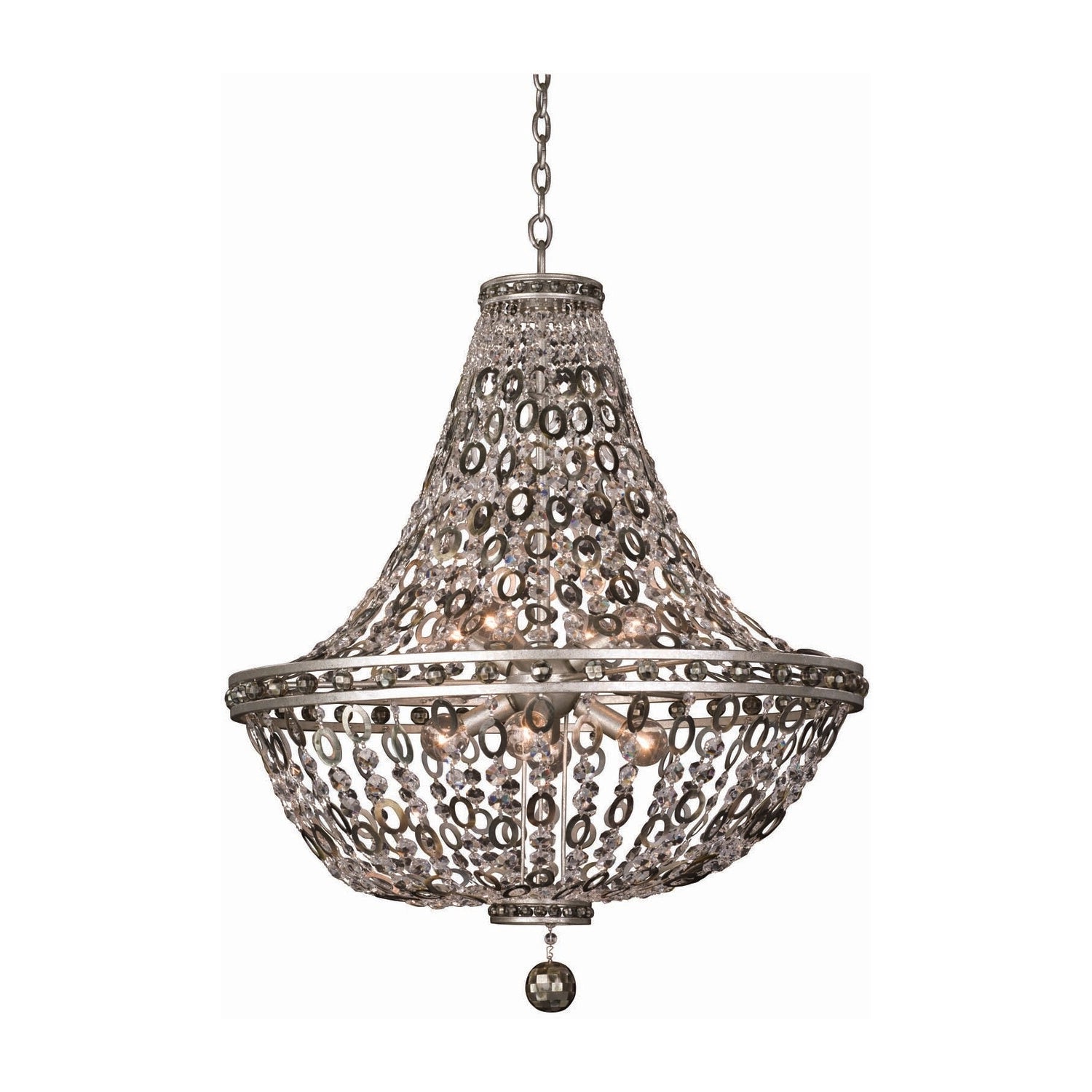 33'' Lucia 8 Light Vintage Silver Leaf Chandelier