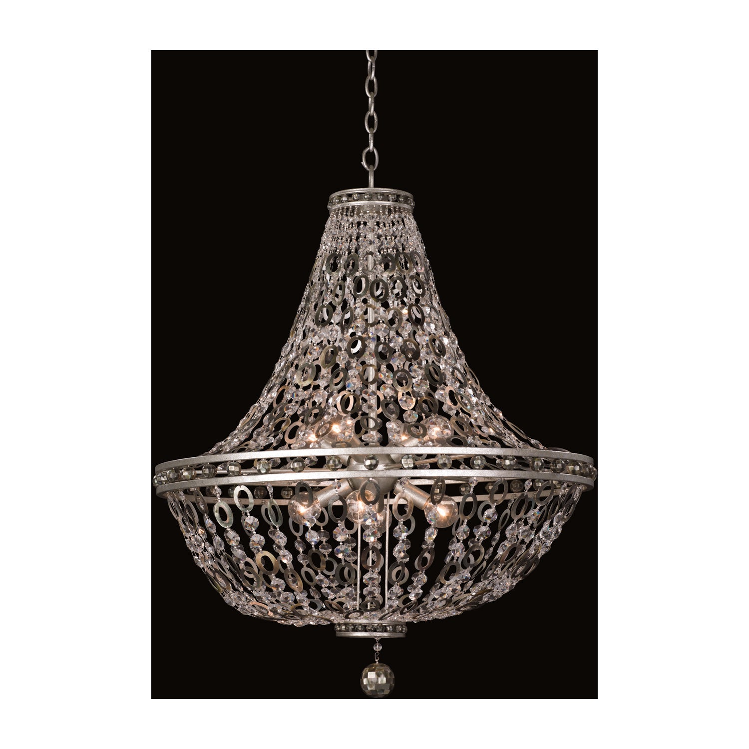 33'' Lucia 8 Light Vintage Silver Leaf Chandelier