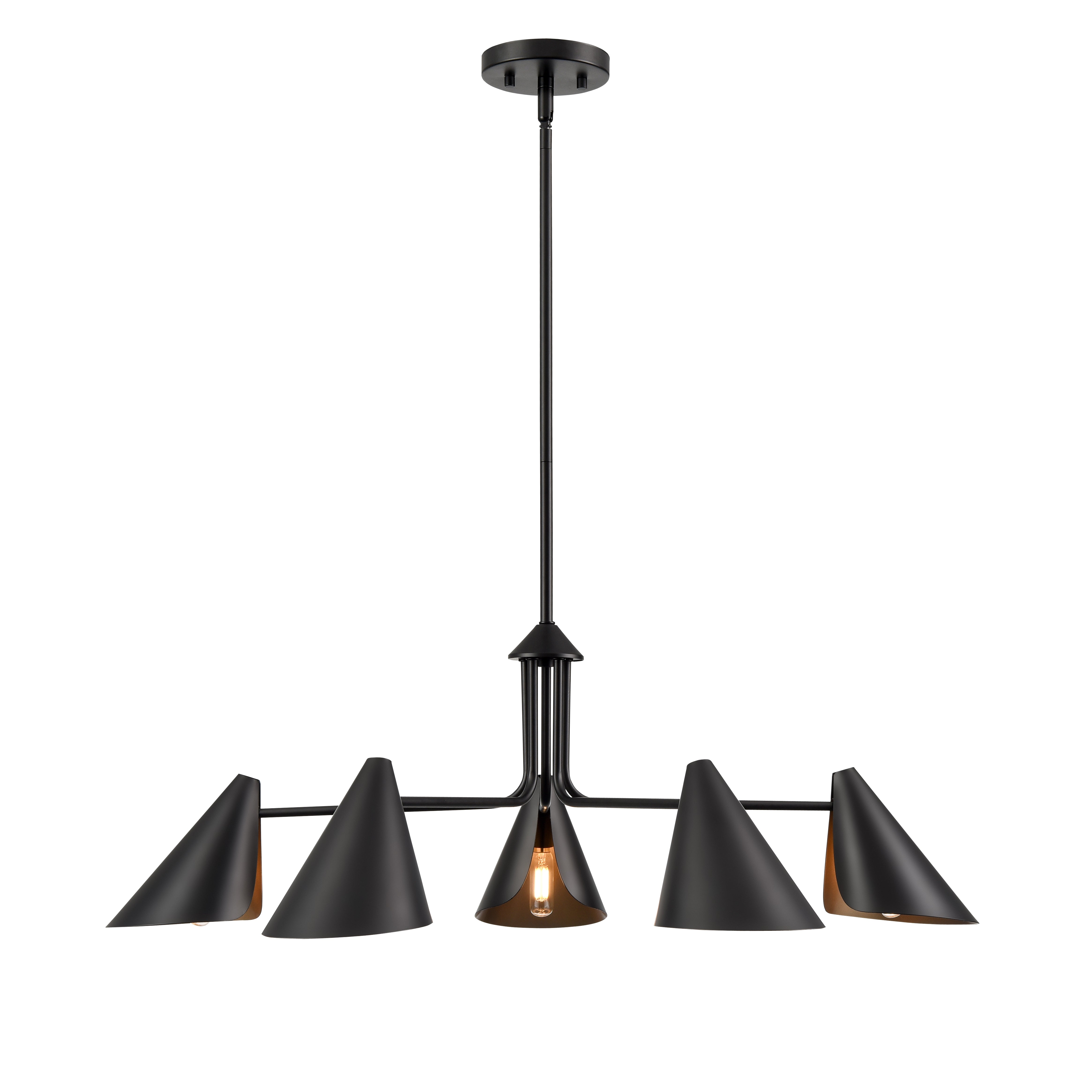10.75'' Warhol Matte Black 5 Light Chandelier