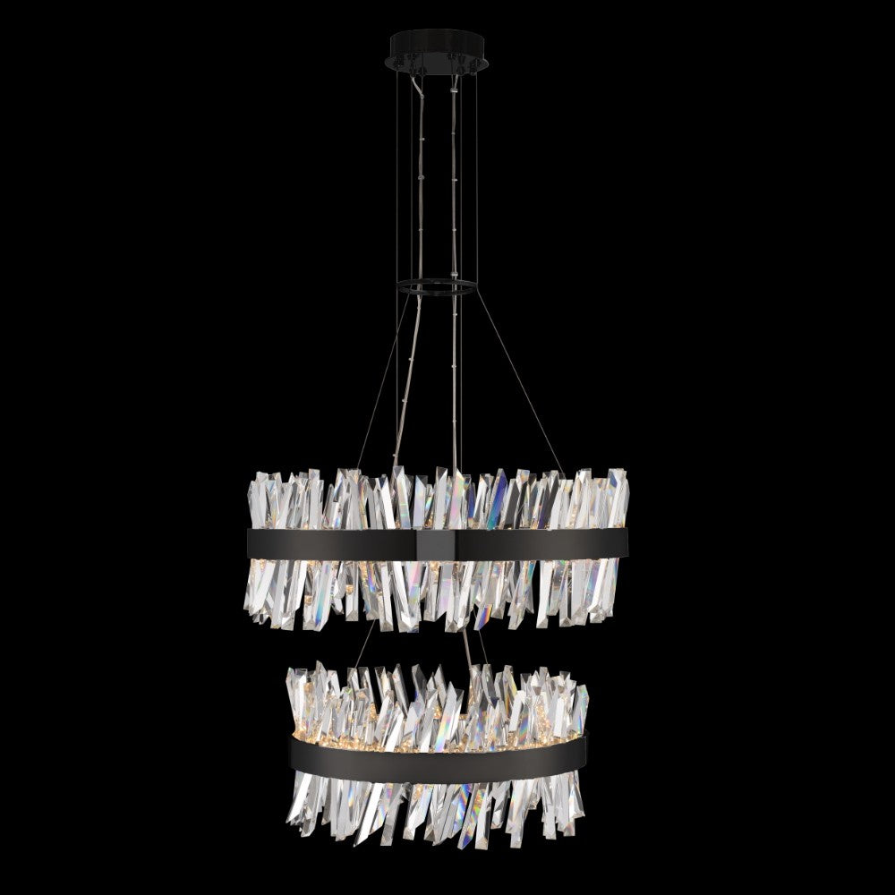 28'' Glacier 2 Light Matte Black (fluorocarbon) Tiered Chandelier