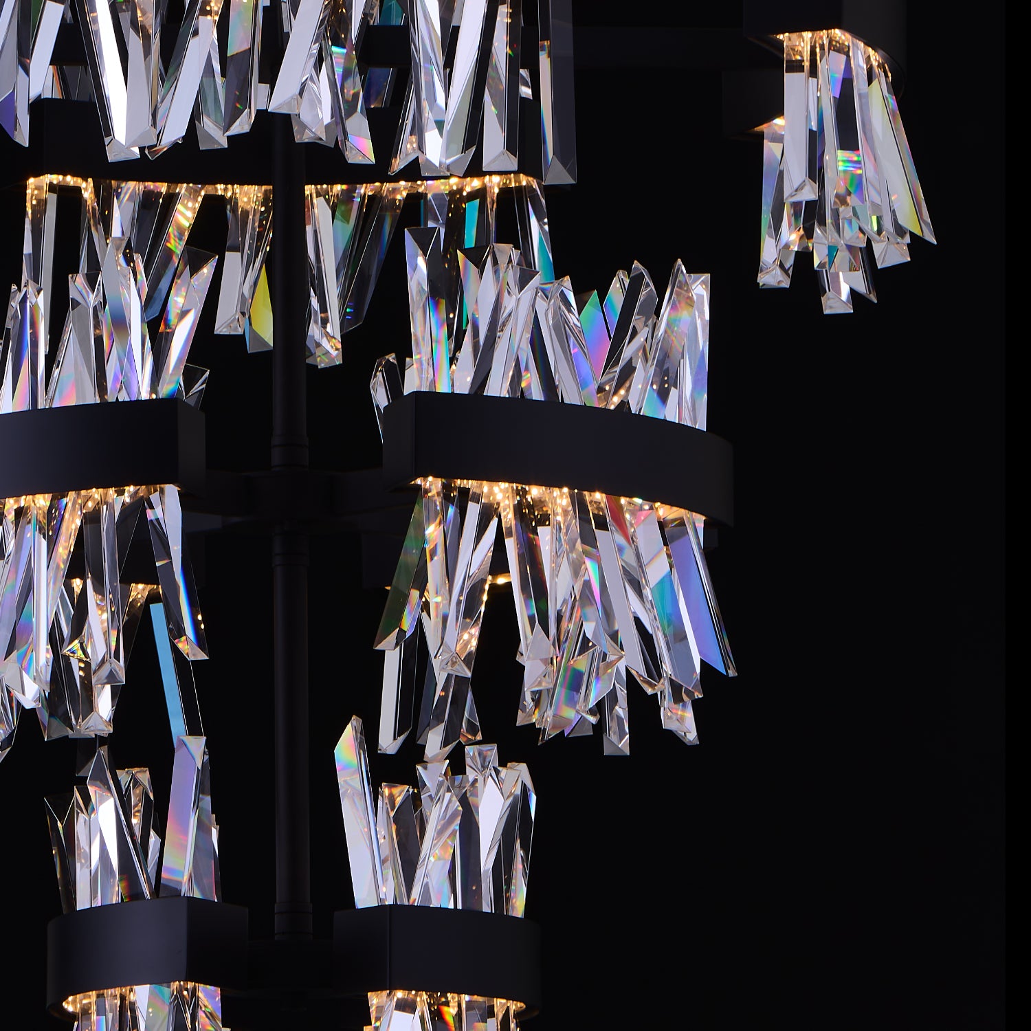 49'' Glacier 1 Light Matte Black (fluorocarbon) Tiered Chandelier