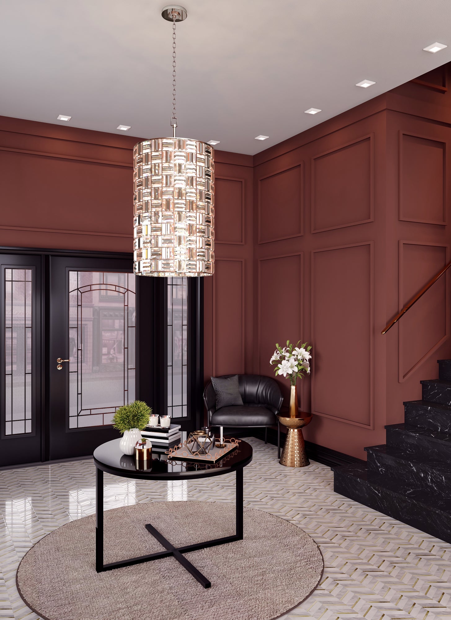 38'' Modello 8 Light Chrome Tiered Chandelier