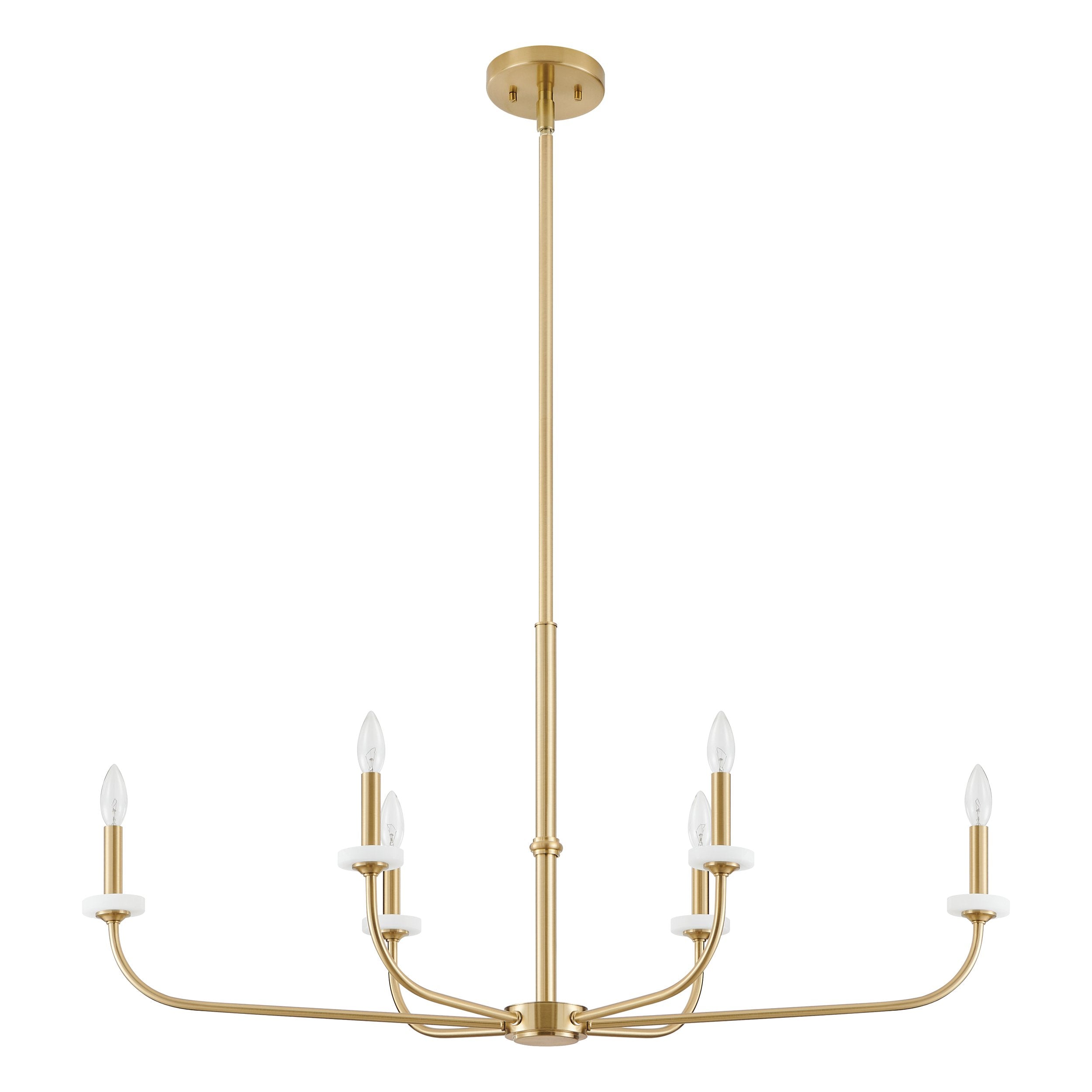 Leah 42-inch 6-light Brushed Gold and White Onyx Chandelier