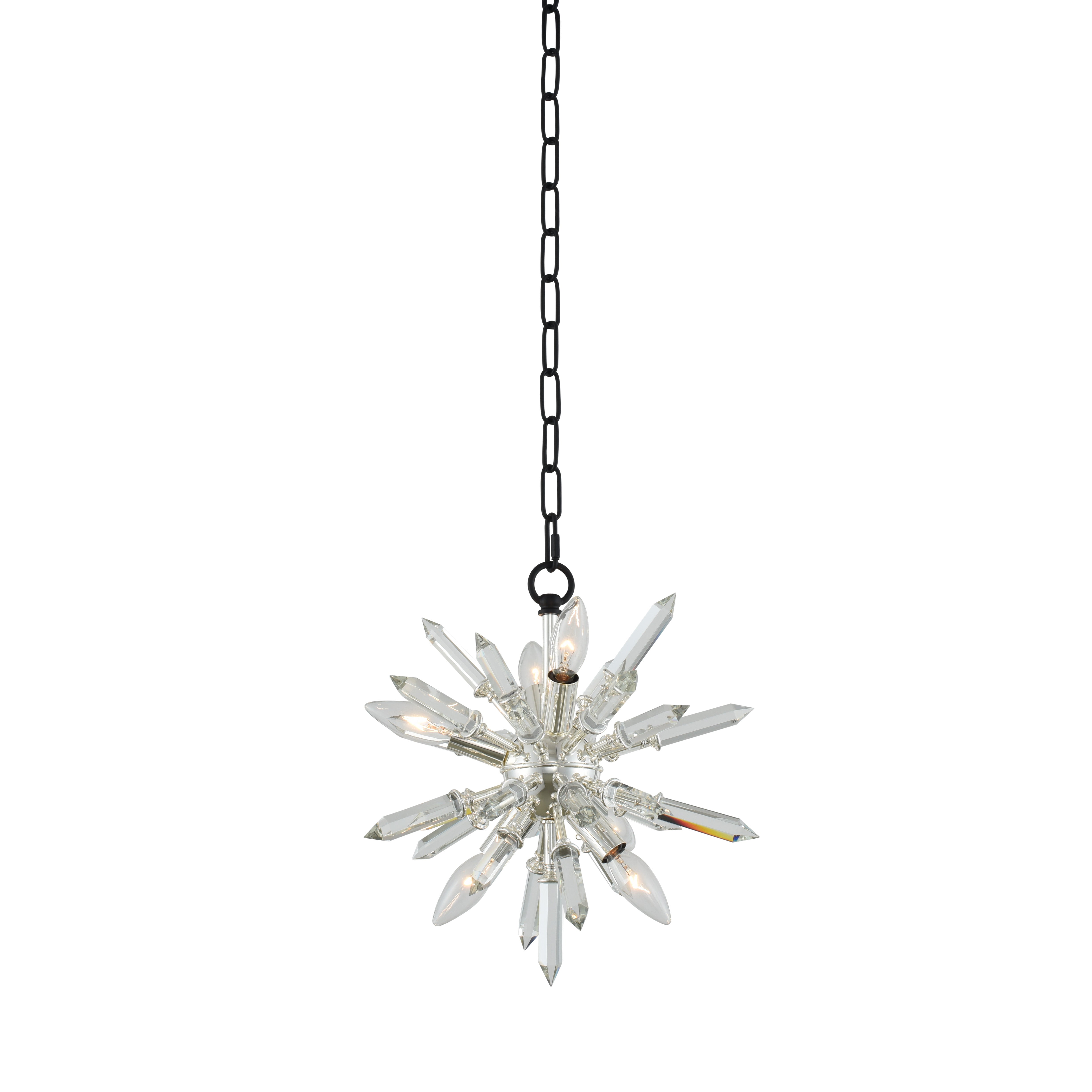 13.5'' Angelo 6 Light Matte Black w/ Polished Silver Pendant