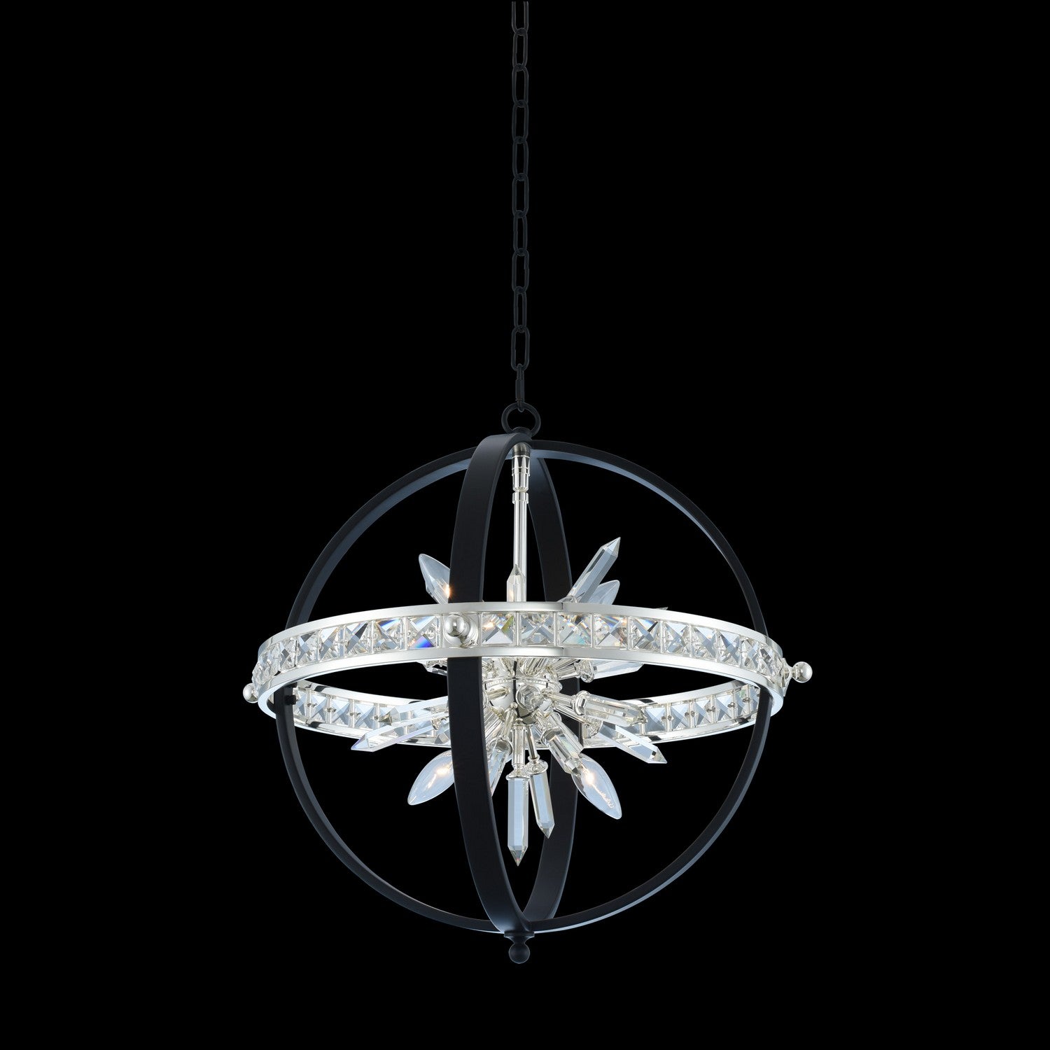 22.5'' Angelo 6 Light Matte Black w/ Polished Silver Chandelier