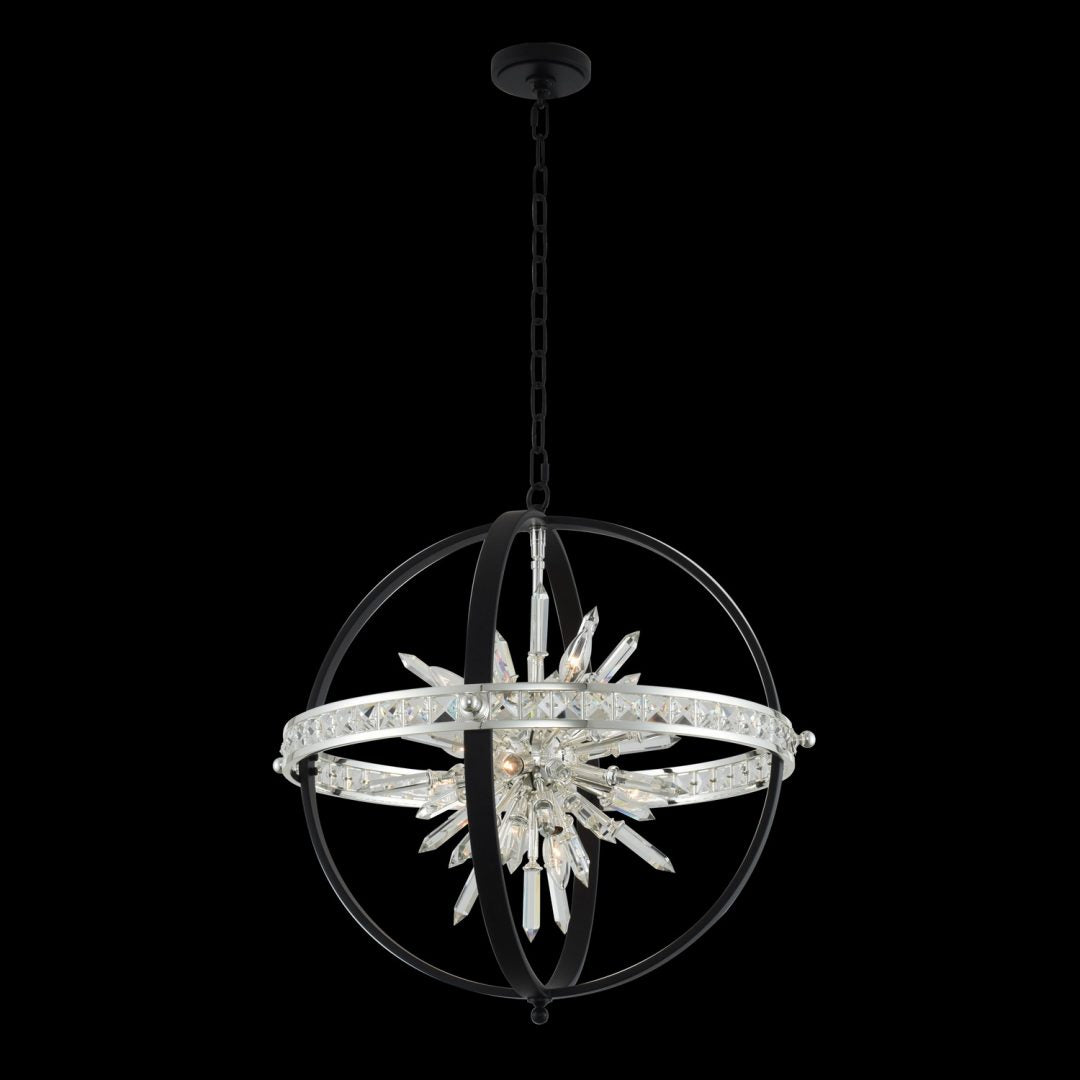 26'' Angelo 10 Light Matte Black w/ Polished Silver Chandelier