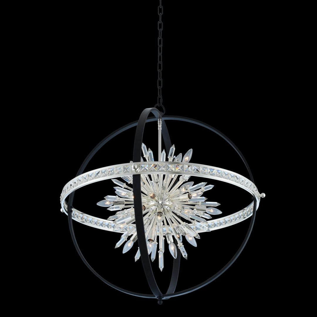 37'' Angelo 24 Light Matte Black w/ Polished Silver Chandelier