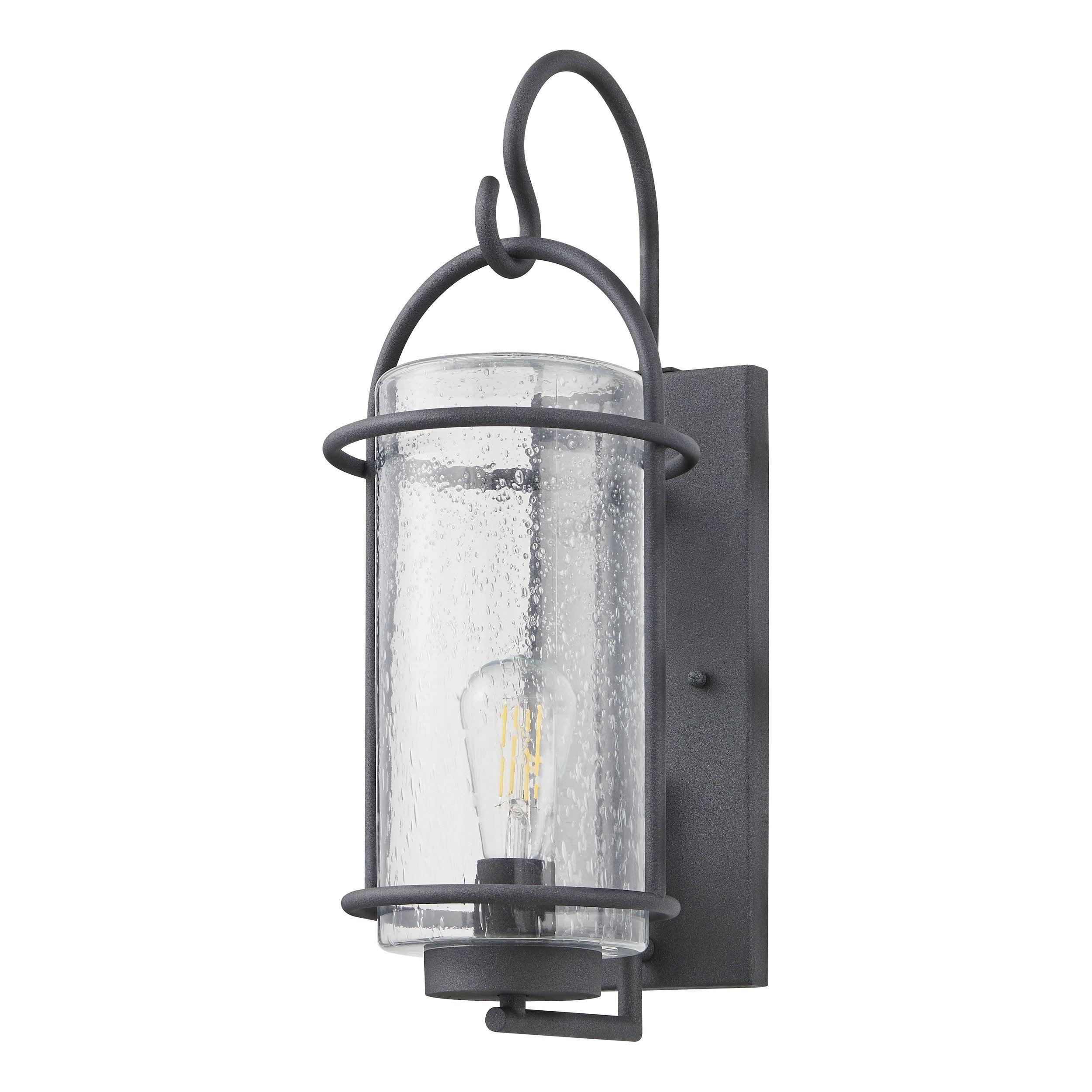 Taplow 18-inch 1-light Weathered Zinc Exterior Wall Sconce with Clear Seeded Glass Shade