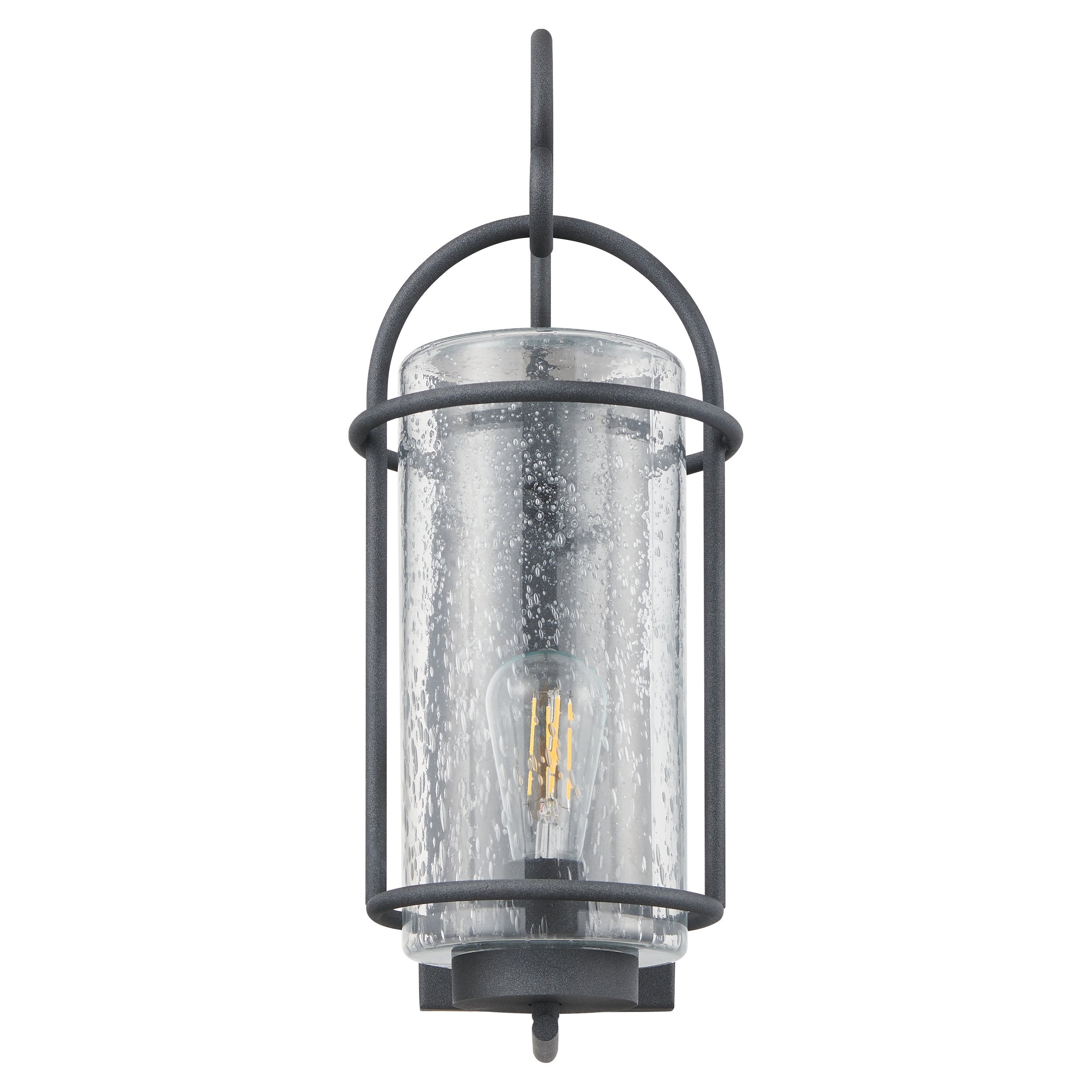 Taplow 18-inch 1-light Weathered Zinc Exterior Wall Sconce with Clear Seeded Glass Shade