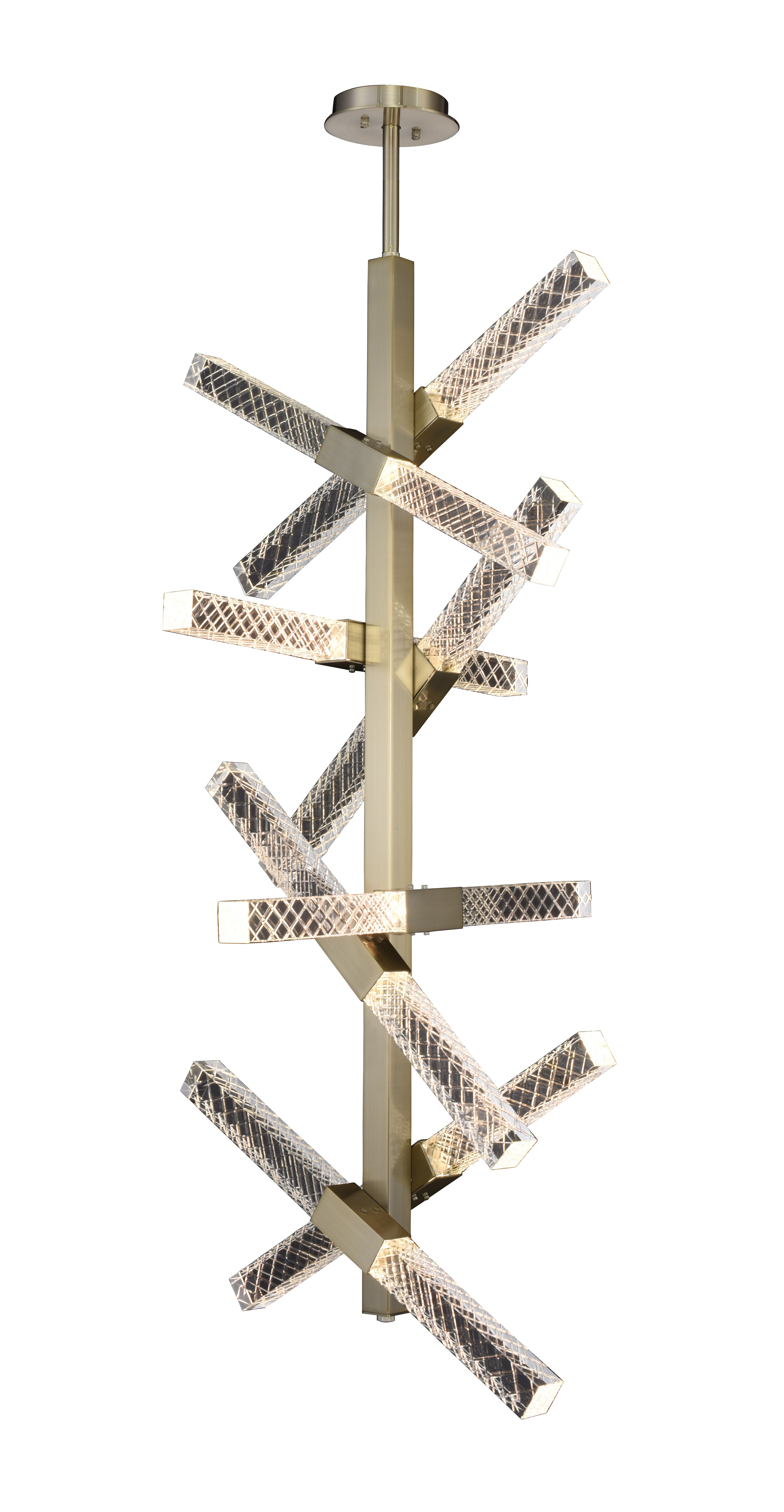 54'' Apollo 1 Light Brushed Champagne Gold Chandelier