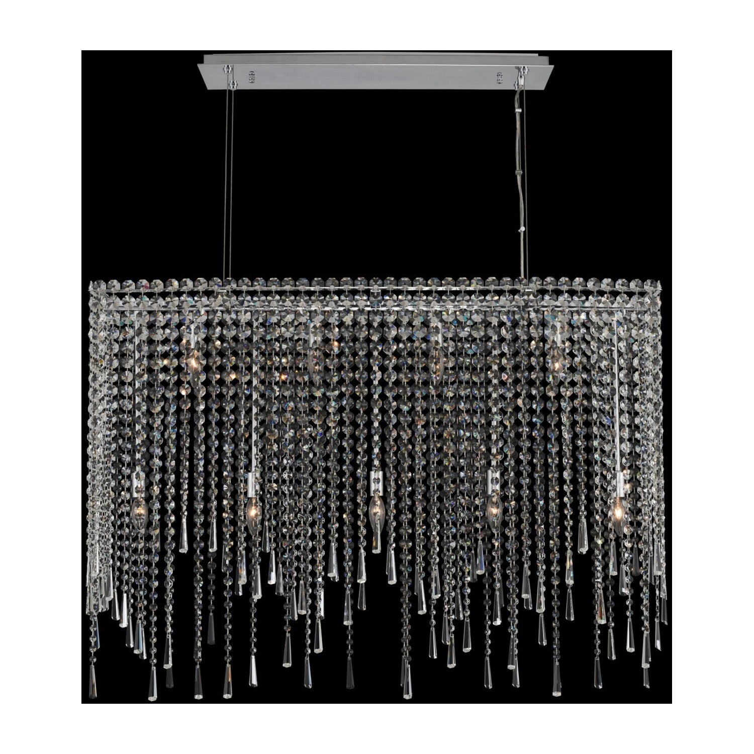 42'' Gocce 9 Light Chrome Linear Pendant