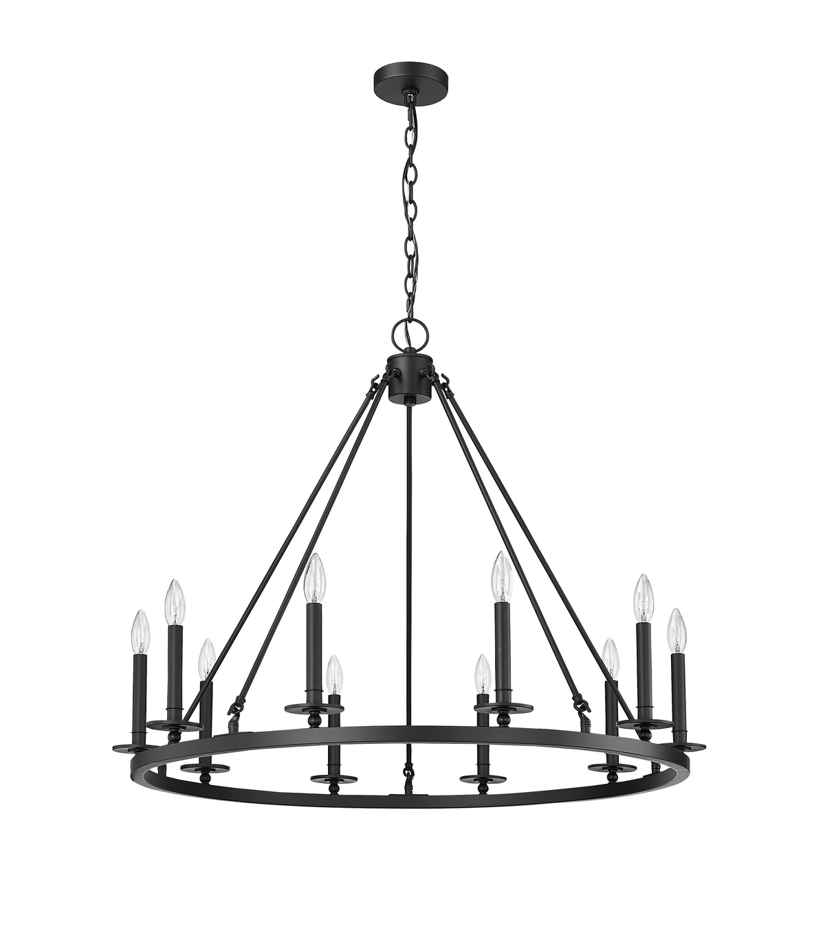 36-inch Florence Matte Black 10-Light Chandelier