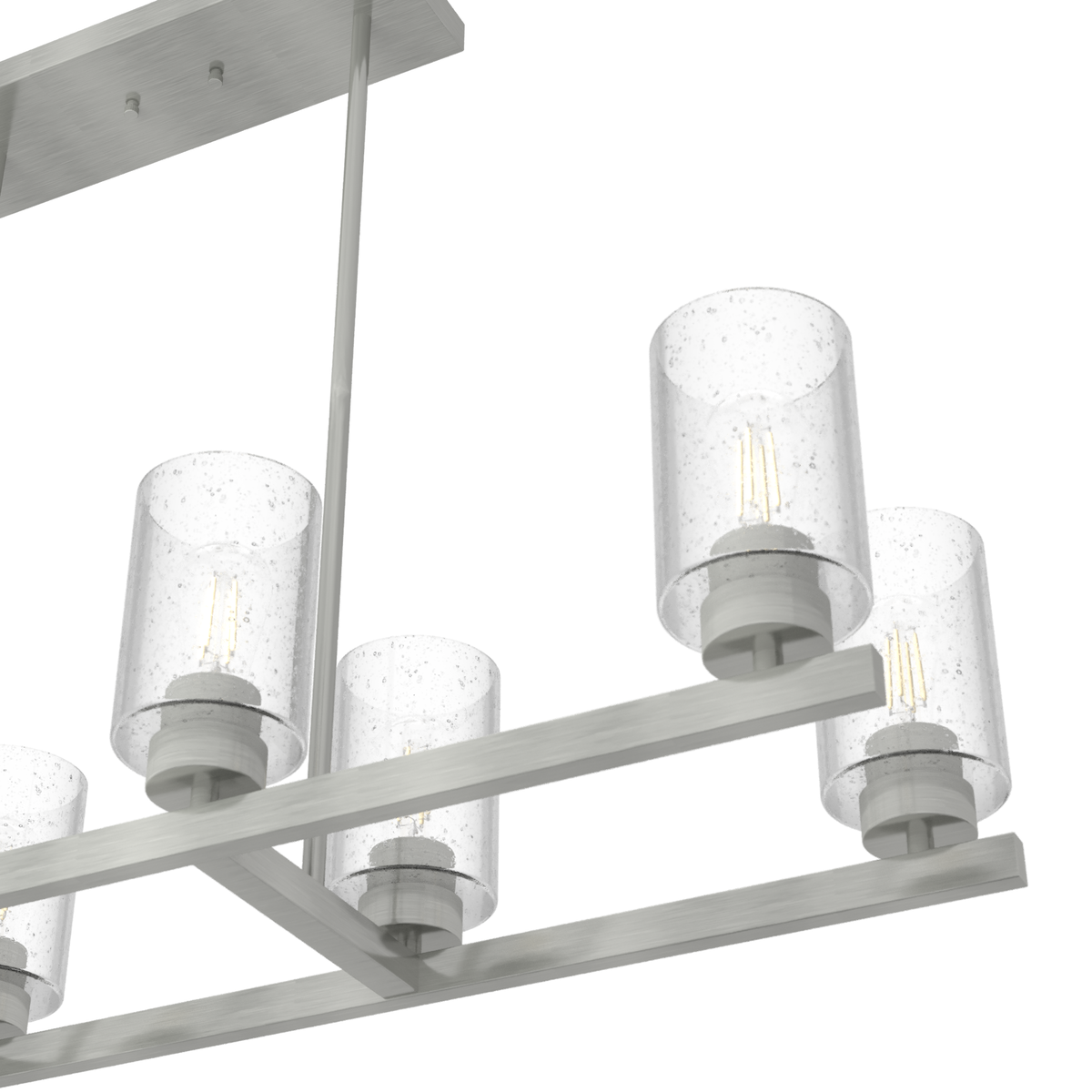 Hartland 40-inch 8-light Brushed Nickel Linear Chandelier with Seeded Glass