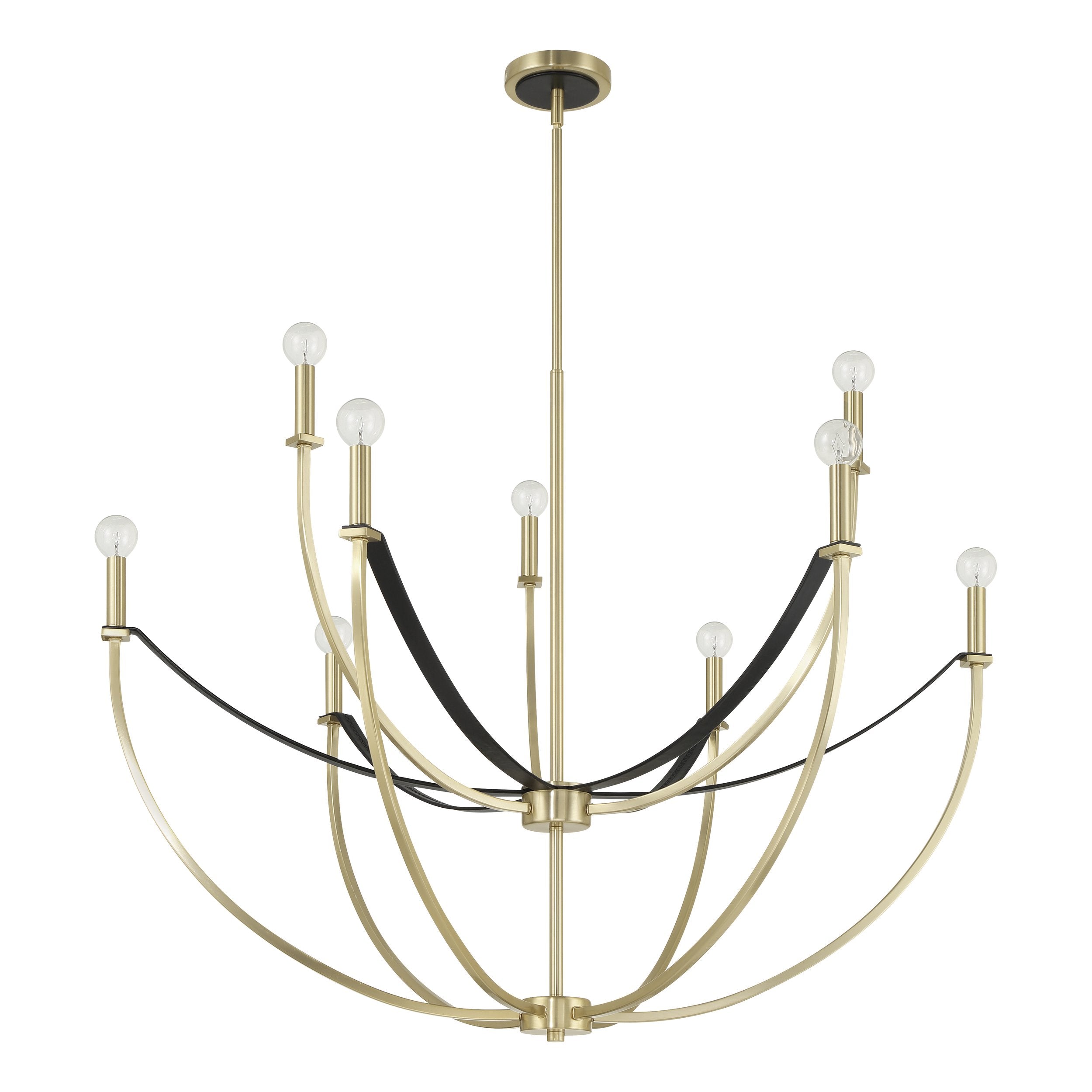 Sussex 40-inch 9-light Champagne Gold and Black Faux Leather Chandelier