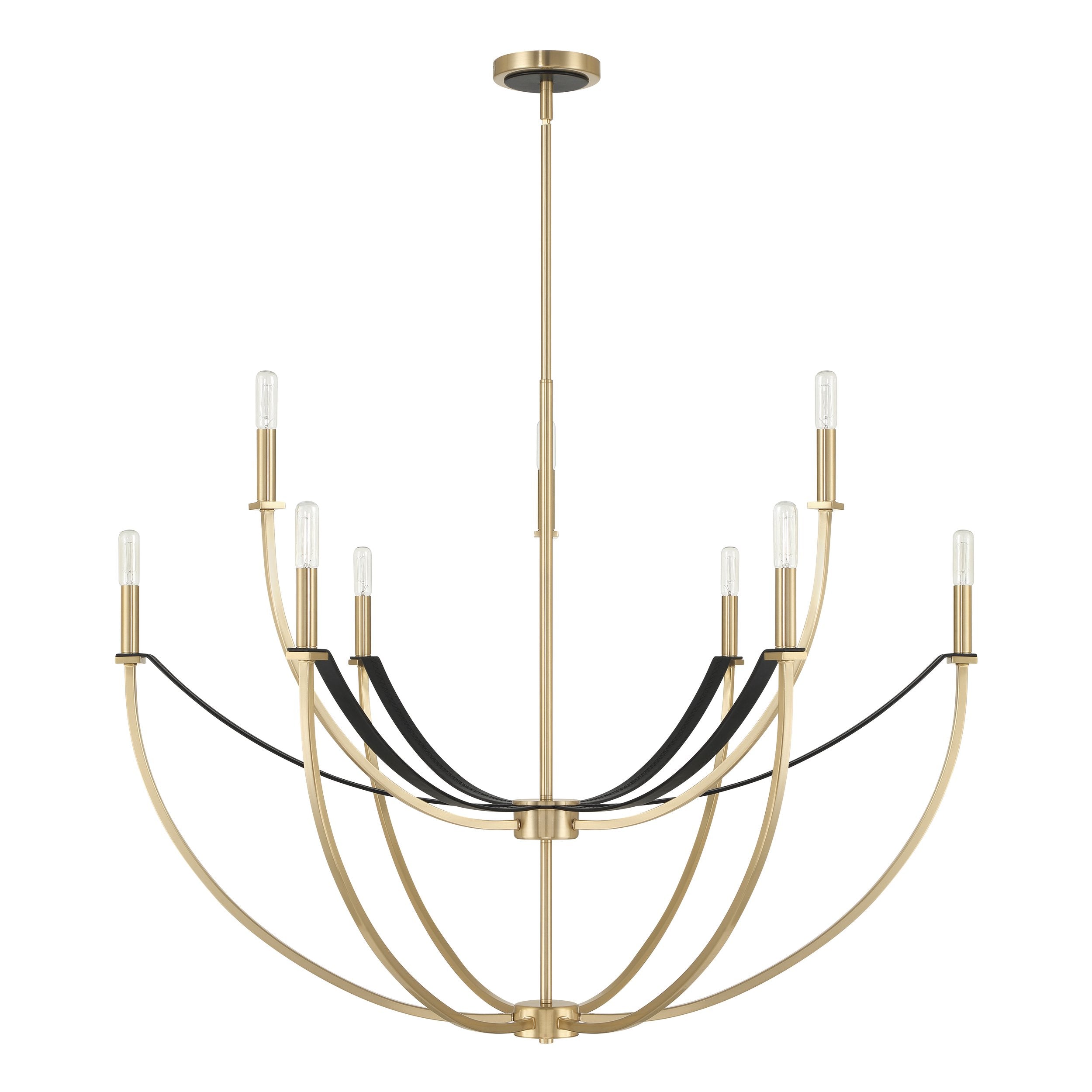 Sussex 40-inch 9-light Champagne Gold and Black Faux Leather Chandelier