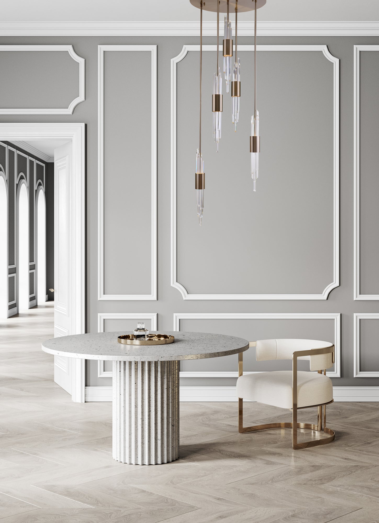 31'' Lucca 5 Light Brushed Champagne Gold Multi-Pendant