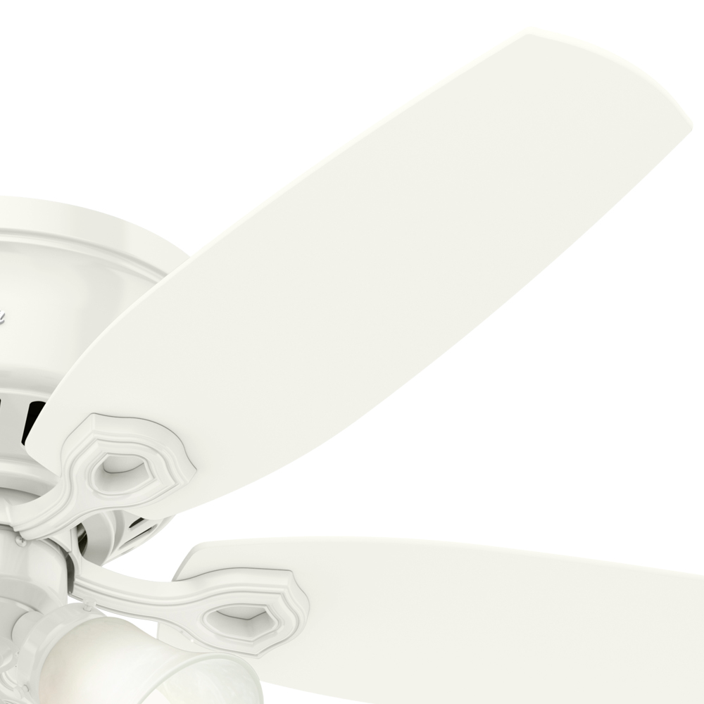 52 inch Builder Snow White Low Profile Ceiling Fan with LED Light Kit and Pull Chain