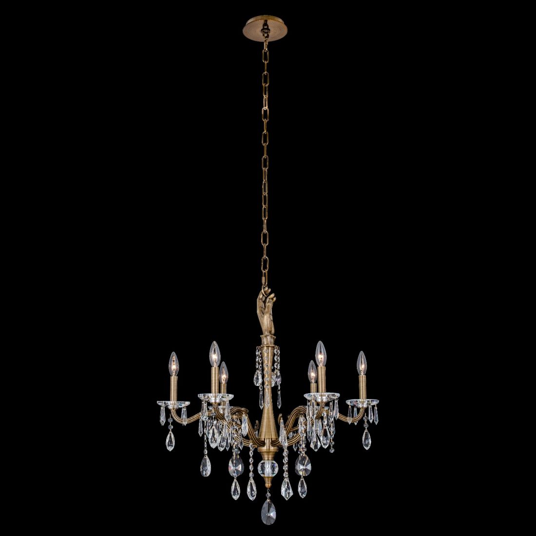 28.5'' Venere 6 Light Historic Brass Chandelier