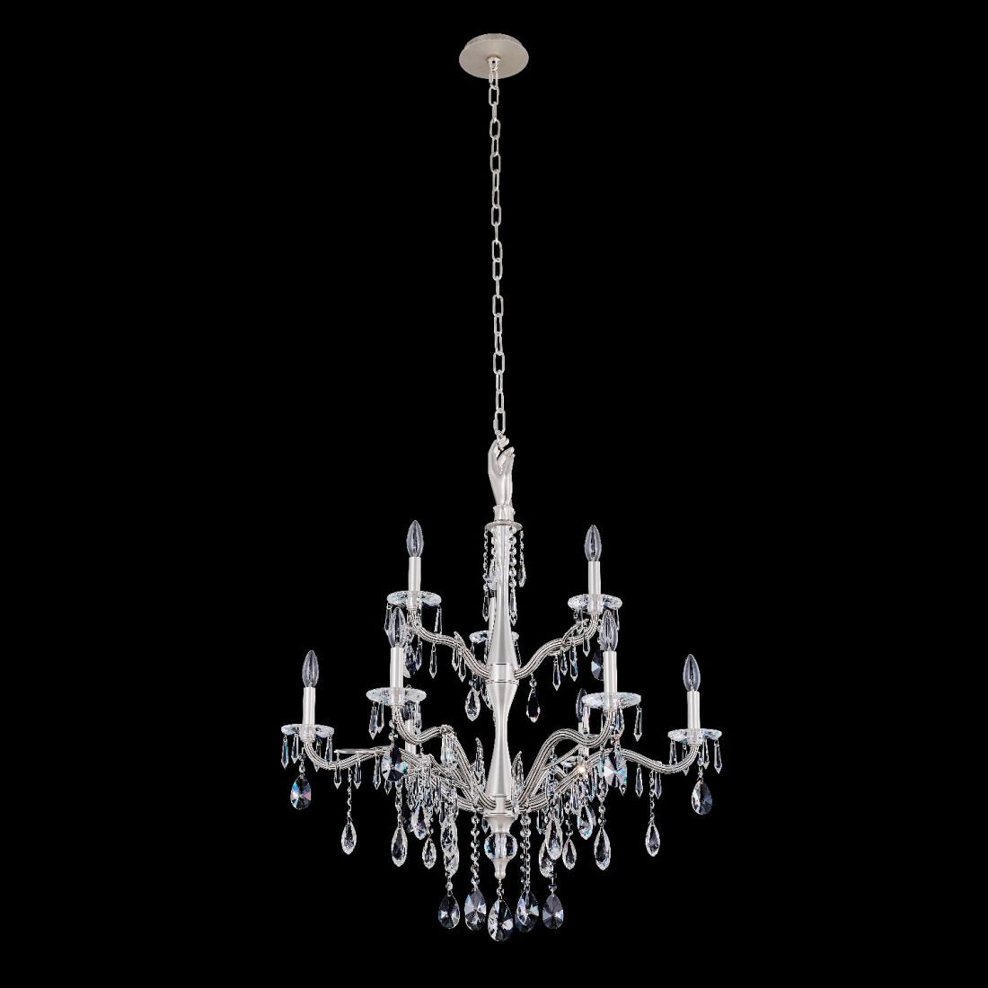 38'' Venere 9 Light Pewter Tiered Chandelier