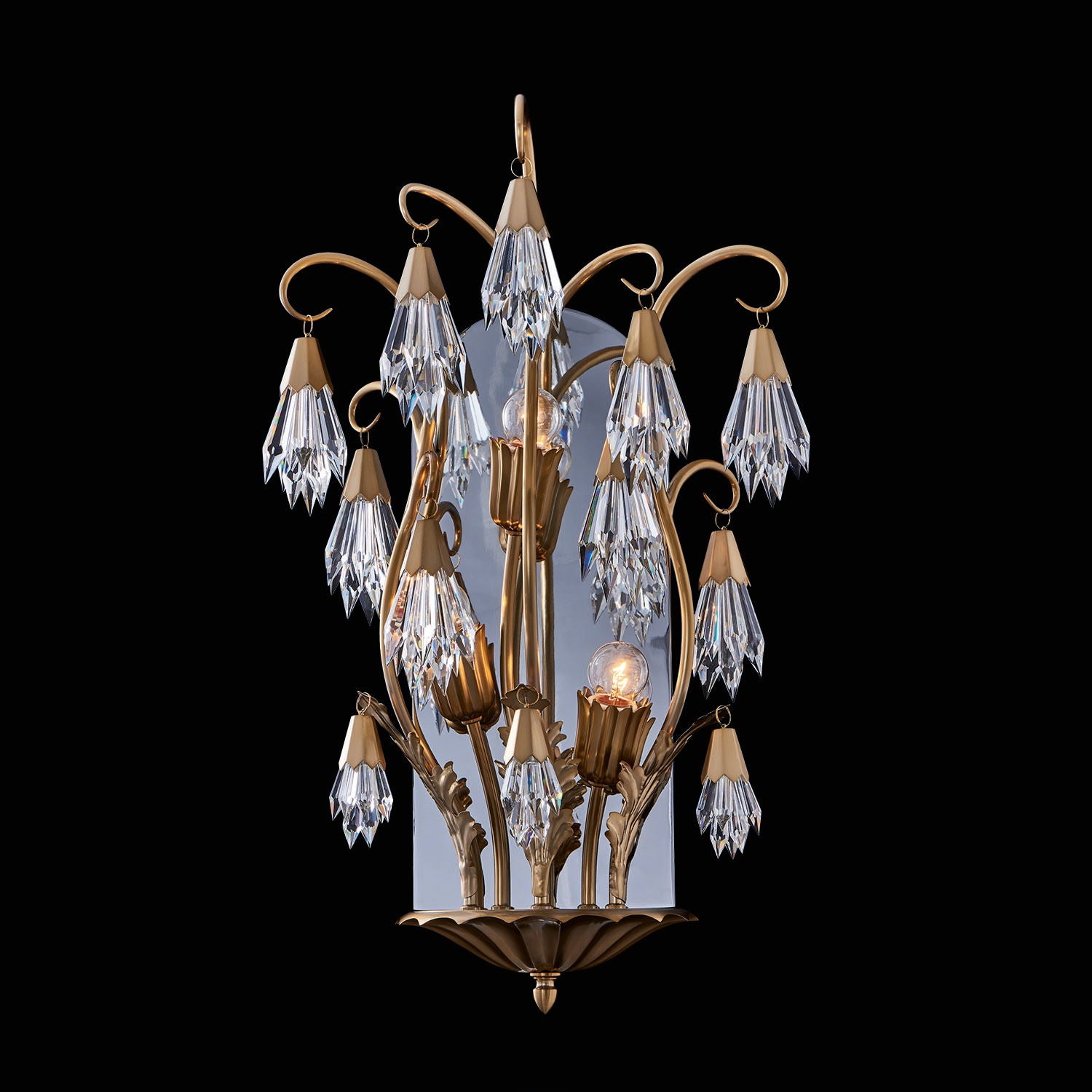 14'' Tulipani 3 Light Winter Brass Wall Sconce