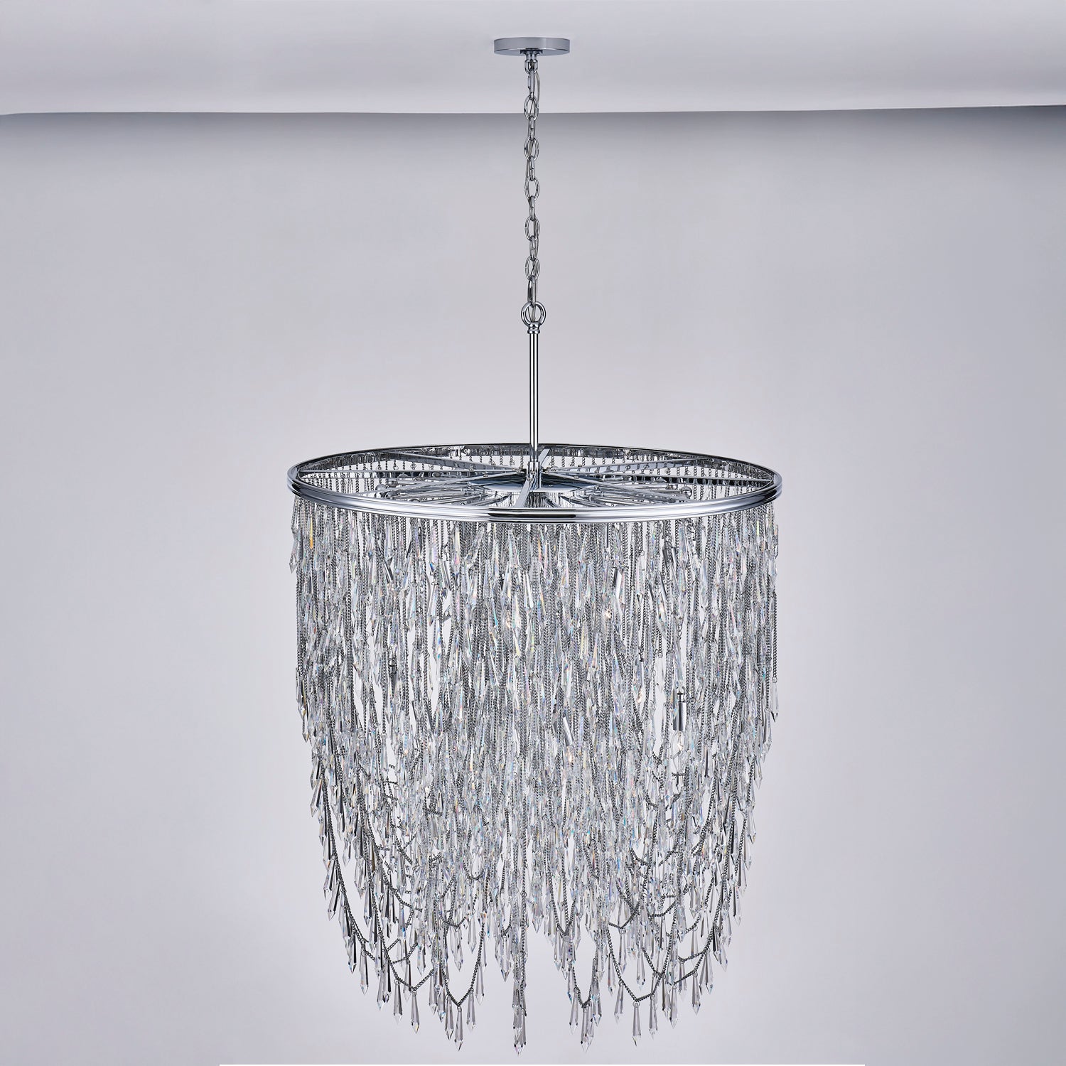 50'' Frangia 18 Light Chrome Chandelier