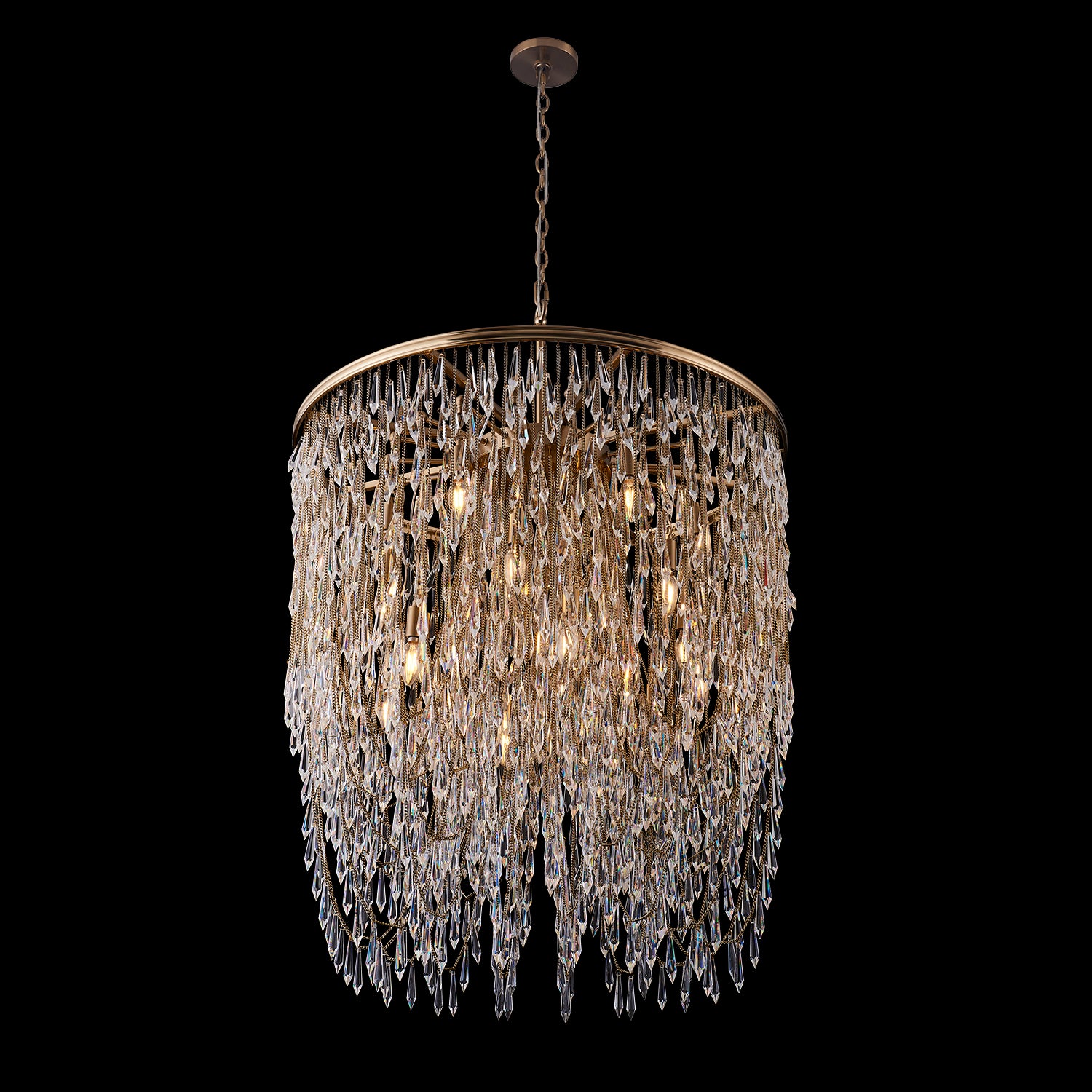 50'' Frangia 18 Light Brushed Champagne Gold Chandelier