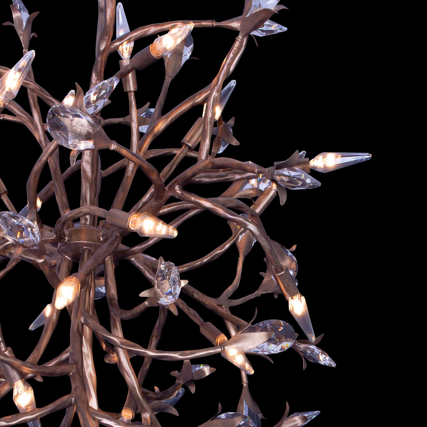 35'' Fiore 16 Light Pearlized Antique Brass Chandelier