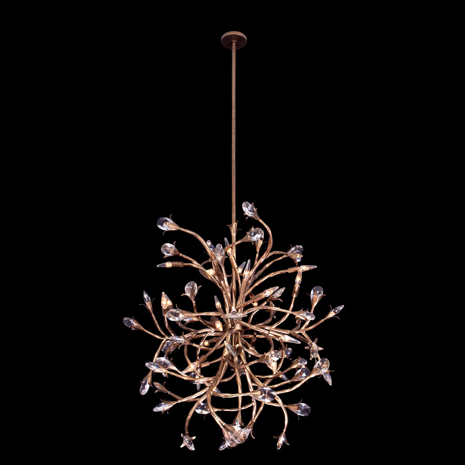 37'' Fiore 24 Light Pearlized Antique Brass Chandelier