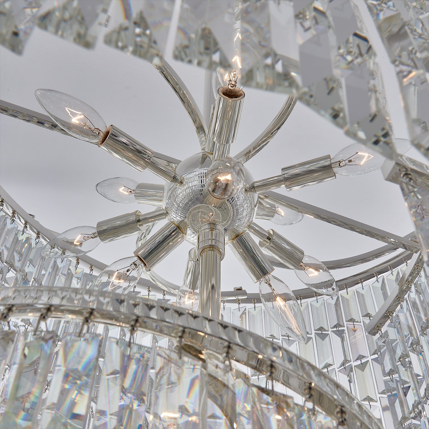 40'' Vortice 19 Light Silver Chandelier