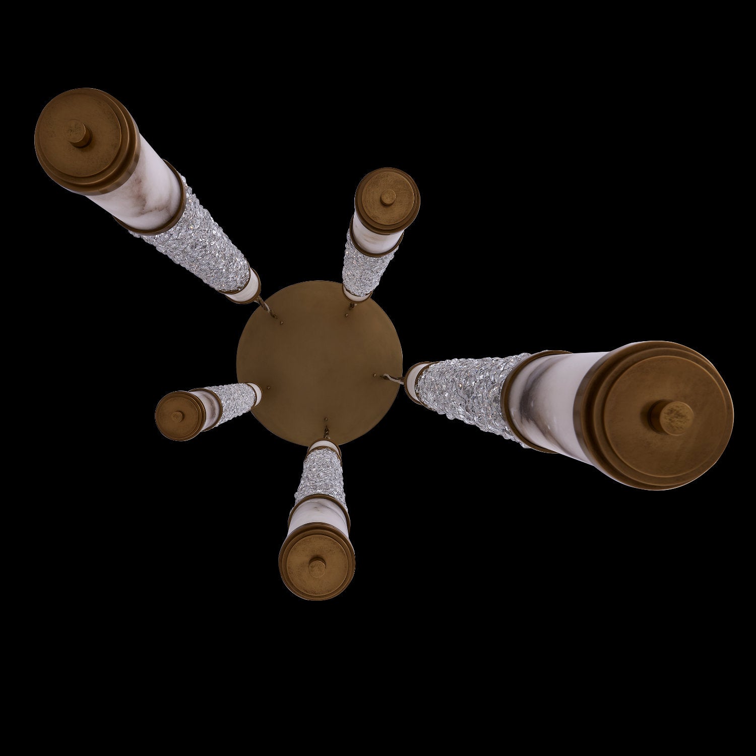 44'' Tubo 5 Light True Brass Multi-Pendant