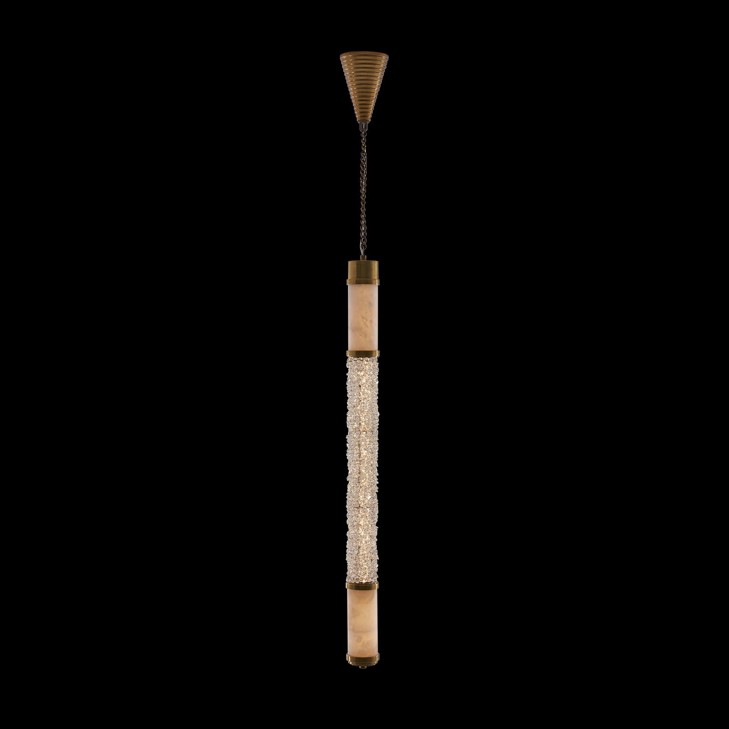 42'' Tubo 1 Light True Brass Pendant