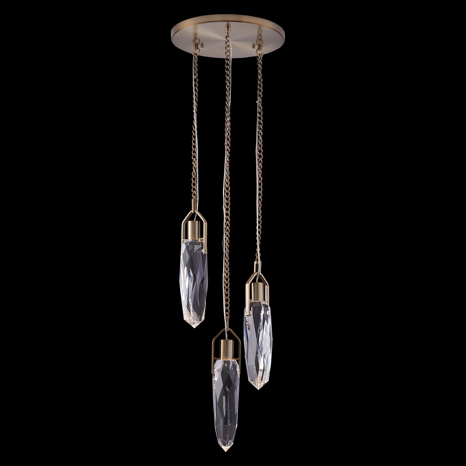 15'' Diamante 3 Light Winter Brass Multi-Pendant