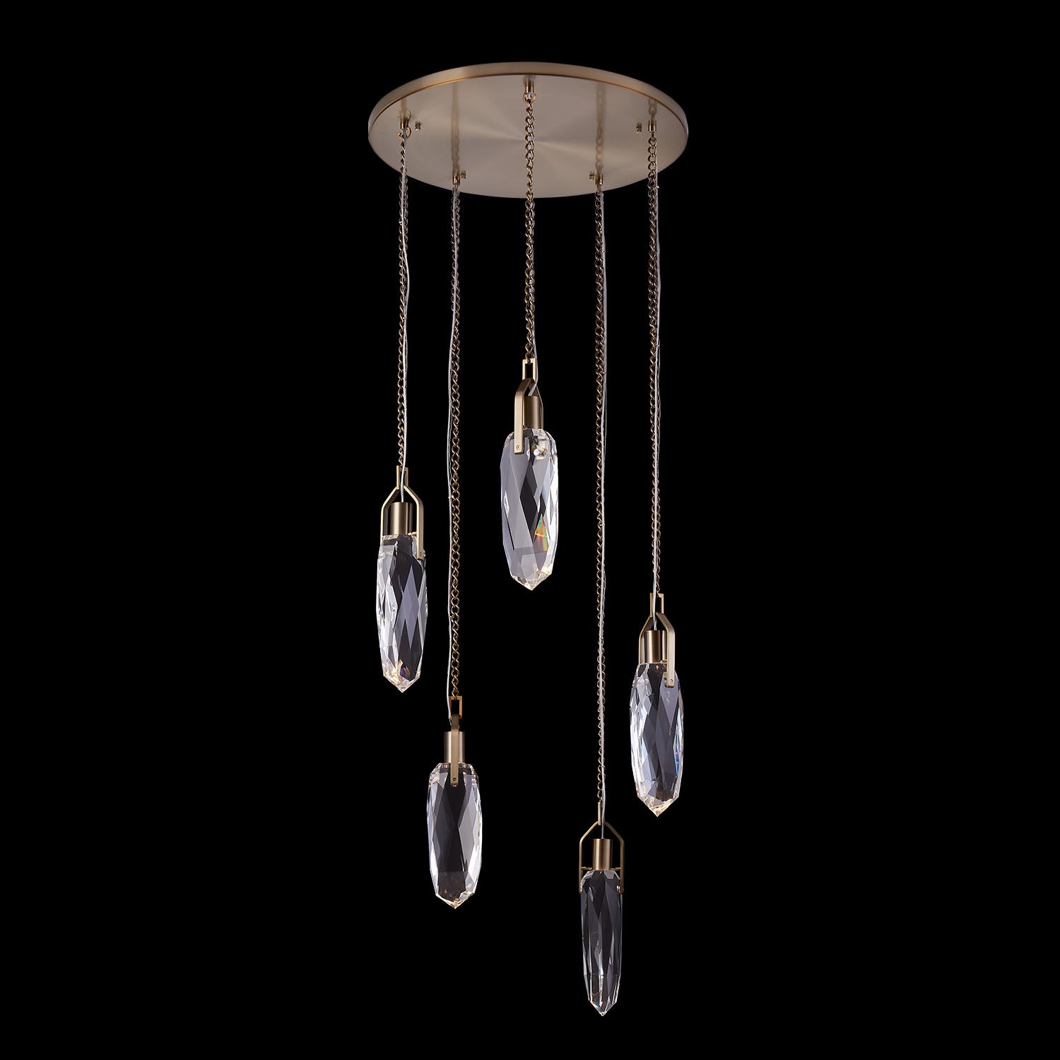 15'' Diamante 5 Light Winter Brass Multi-Pendant