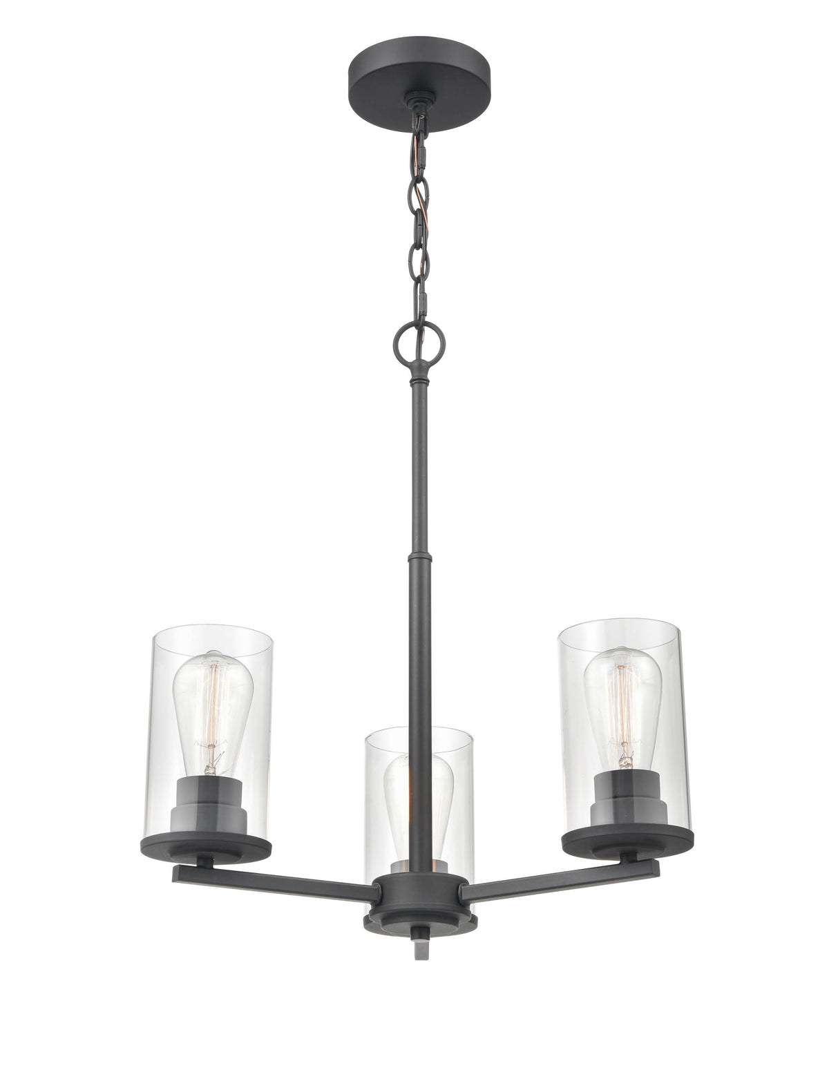 19-inch Verlana Matte Black 3-Light Clear Glass Chandelier