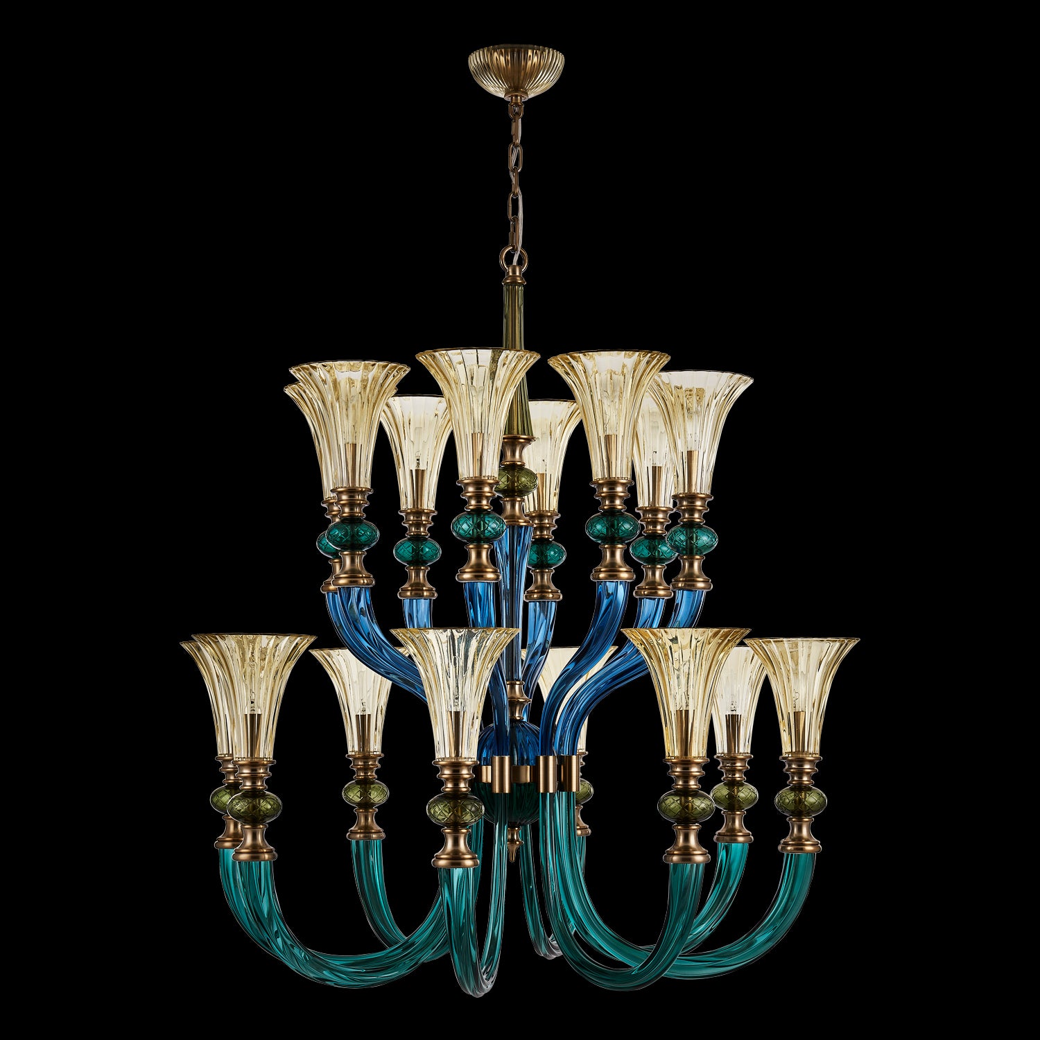 44'' Tinta 16 Light Winter Brass Chandelier